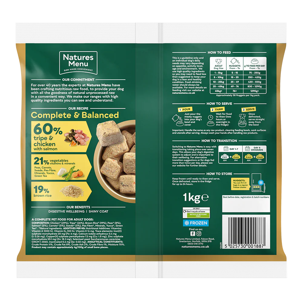Natures Menu 60/40 Complete and Balanced Tripe & Chicken 1kg - Image 3