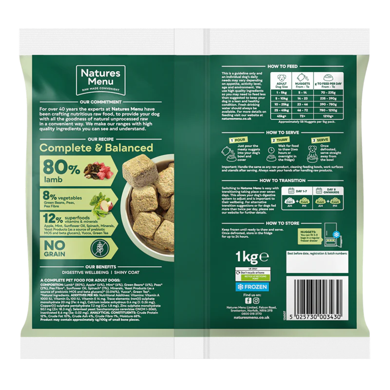 Natures Menu 80/20 Complete and Balanced Lamb 1kg - Image 2