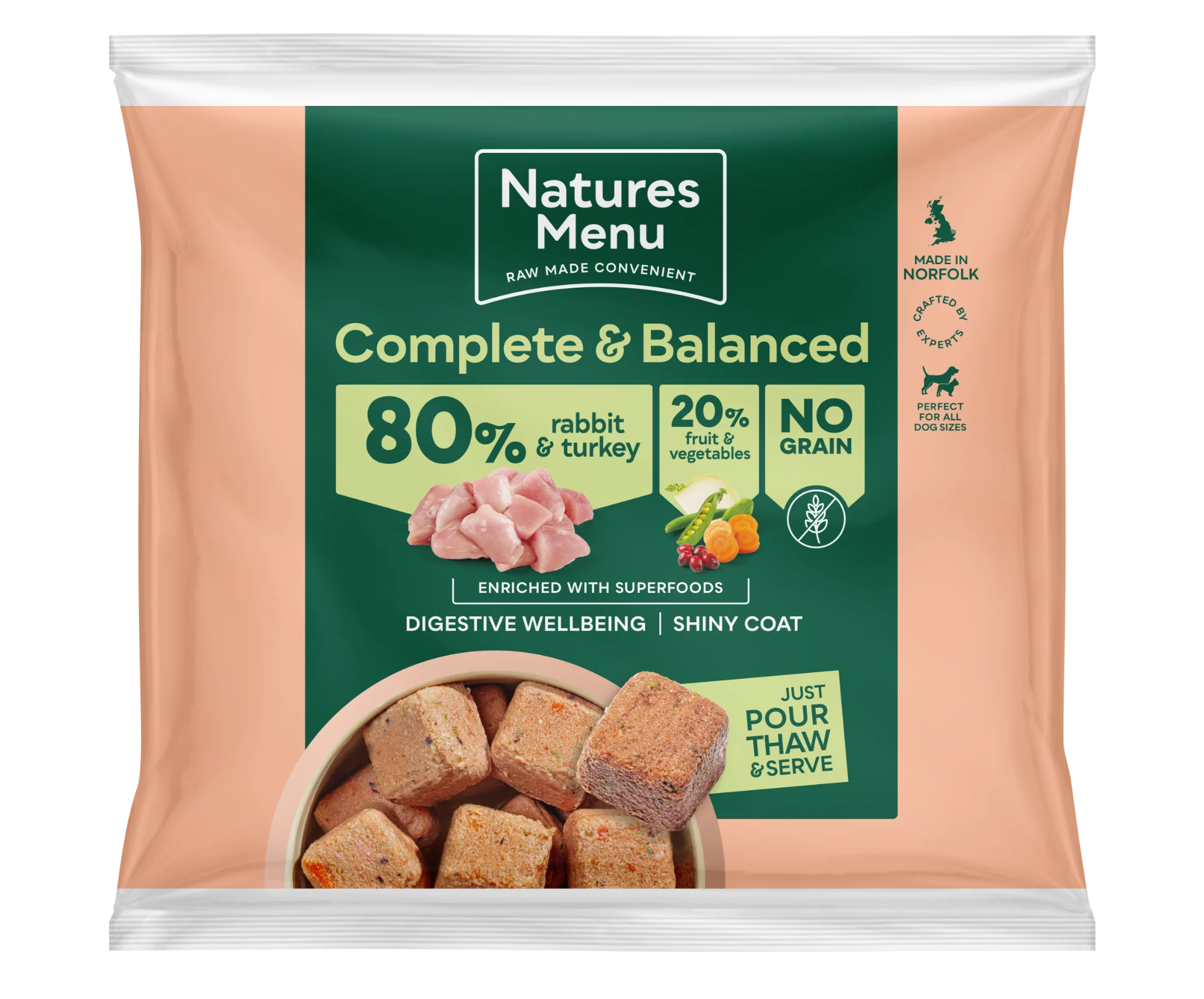 Natures Menu 80/20 Rabbit and Turkey Nuggets with Superfoods 1kg - Image 2