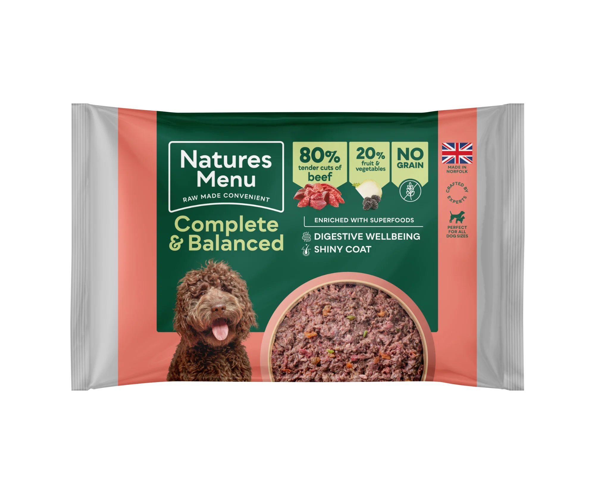 Natures Menu Complete & Balanced 80/20 Blocks Beef 500g