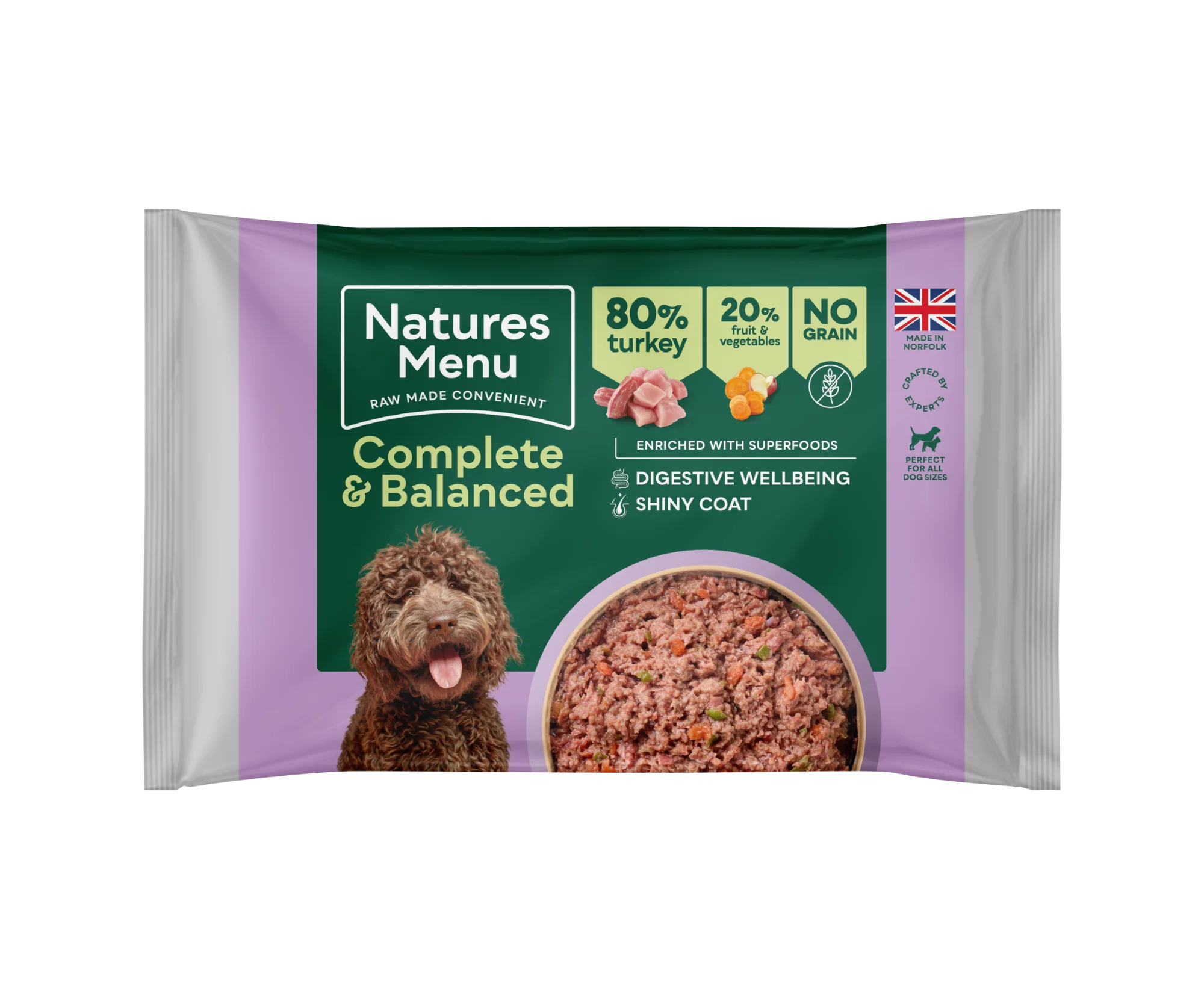 Natures Menu Complete & Balanced 80/20 Blocks Turkey 500g