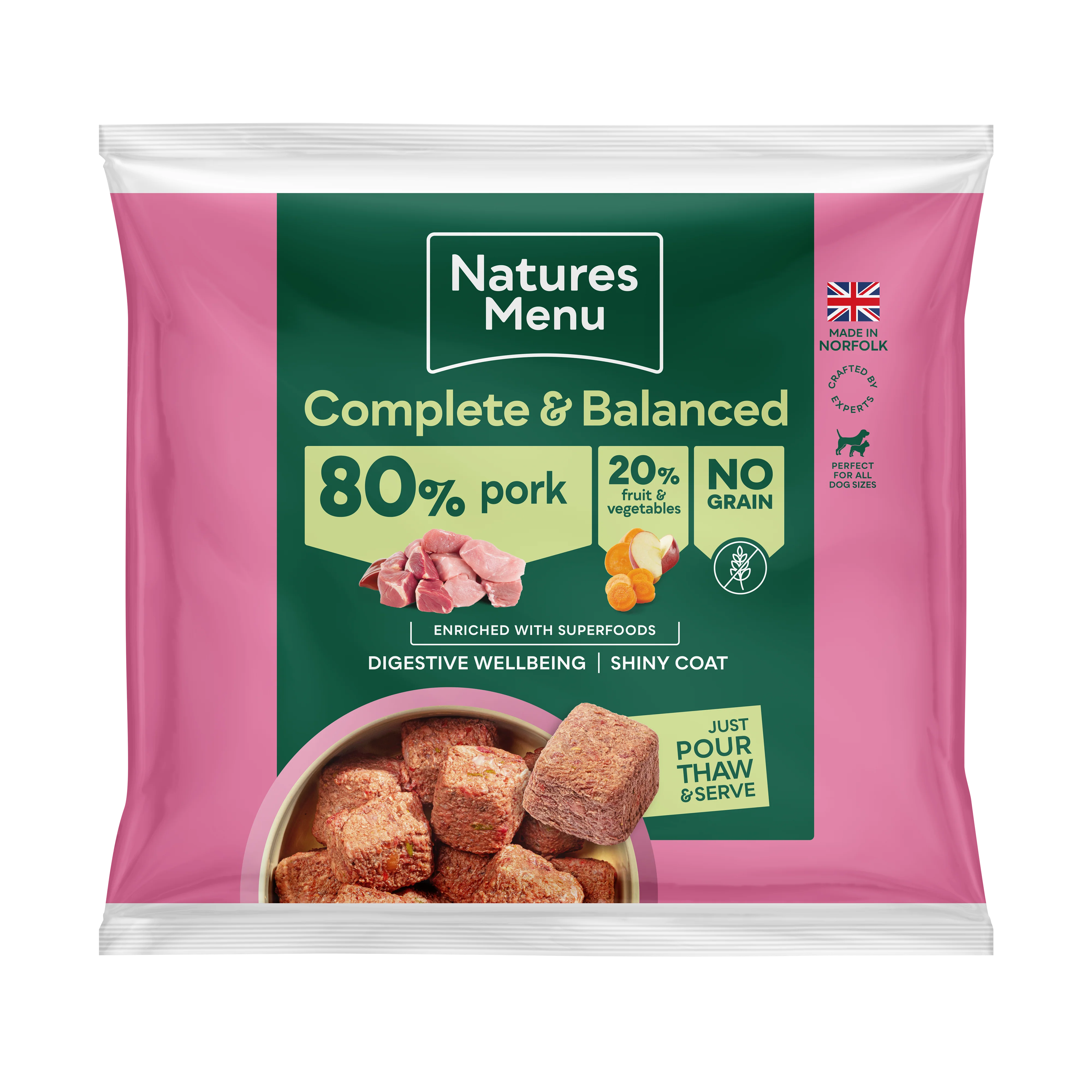 Natures Menu Complete & Balanced 80/20 Nuggets Pork 1kg