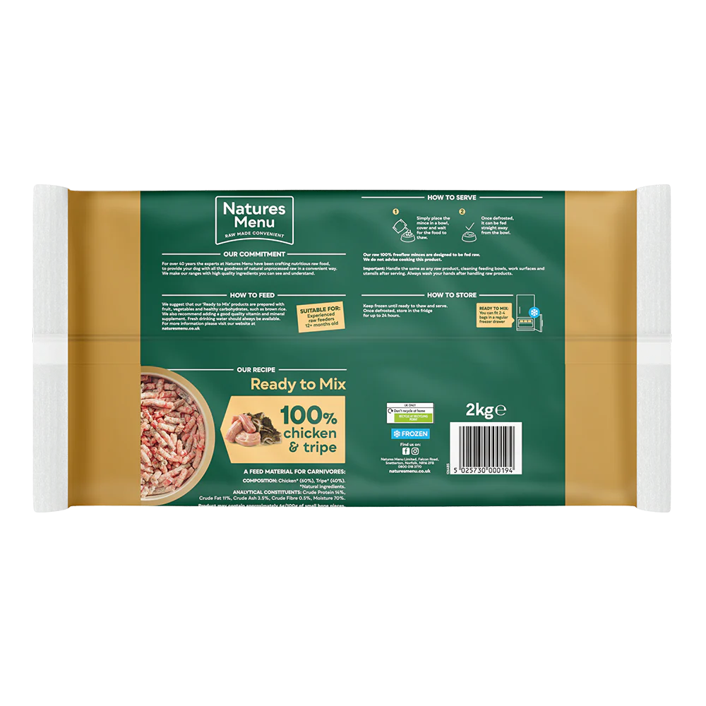 Natures Menu Ready to Mix Chicken & Tripe Freeflow 2kg - Image 2