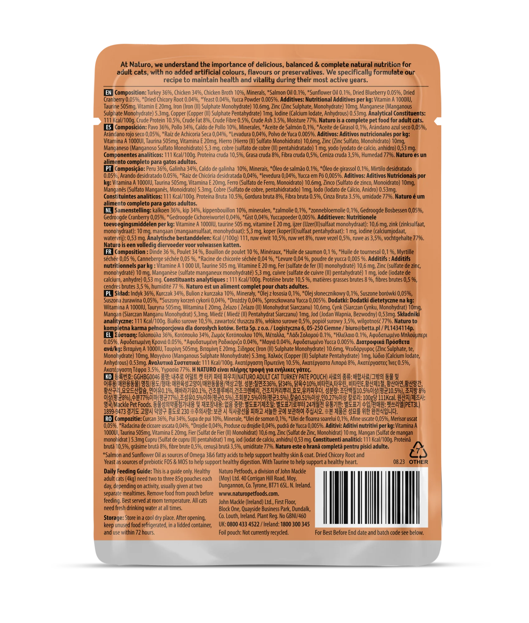 Naturo Cat Turkey Paté Pouch 85g - Image 2