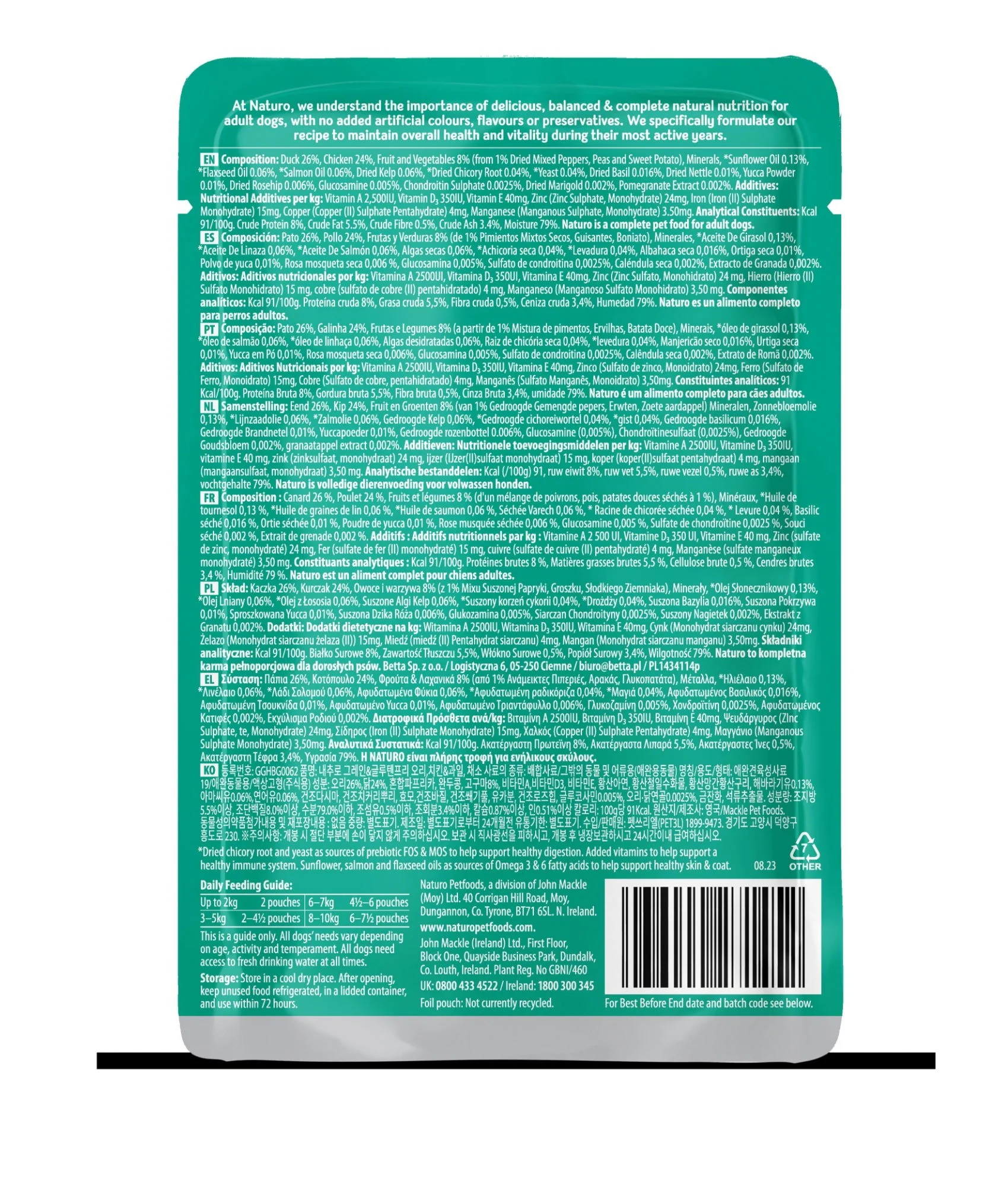 Naturo Pouch Adult GGF Duck with Chicken in Herb Gravy 100g - Image 2