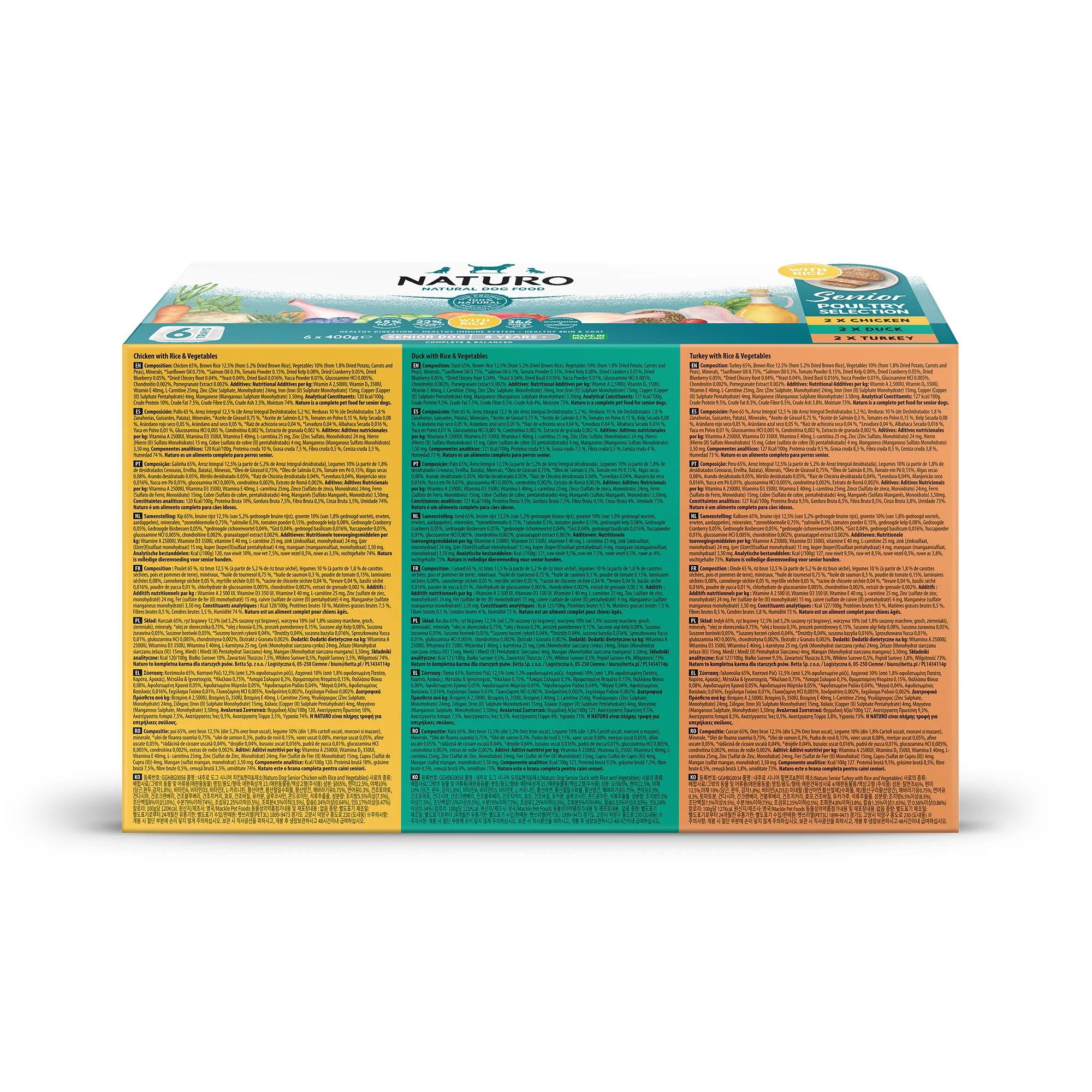 Naturo Senior Dog with Rice 400g Variety 6 Pack Trays - Image 2