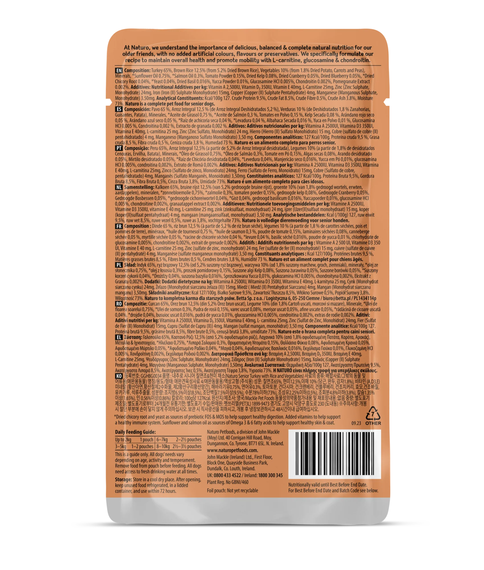 Naturo Senior Turkey with Rice & Vegetables 150g Pouch - Image 2