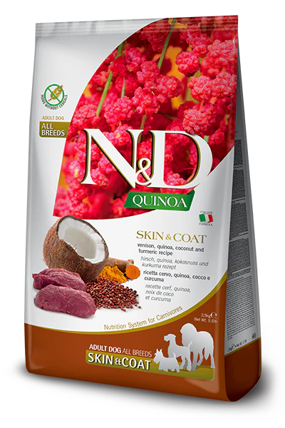 N&D Quinoa Dog Skin & Coat. Venison & Coconut Adult Medium/Maxi 7 Kg