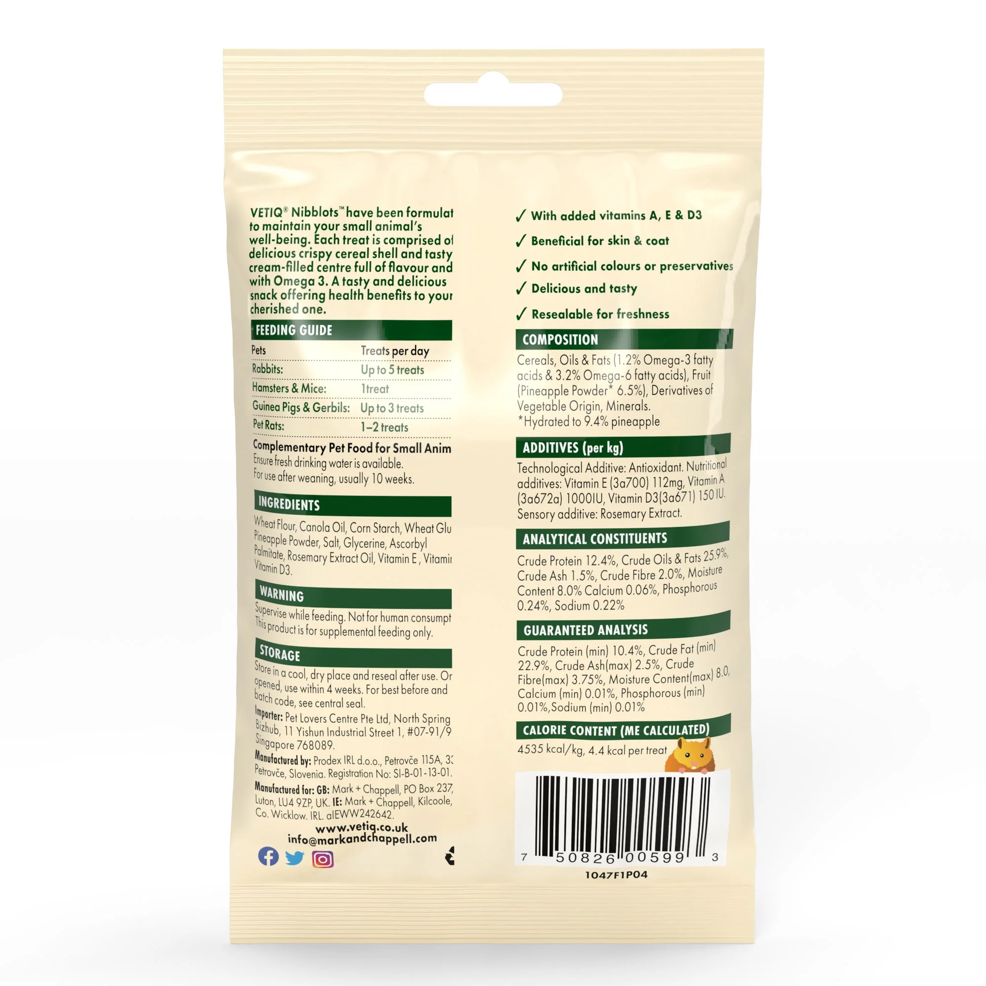 Nibblots For Small Animals Tropical 30g - Image 2