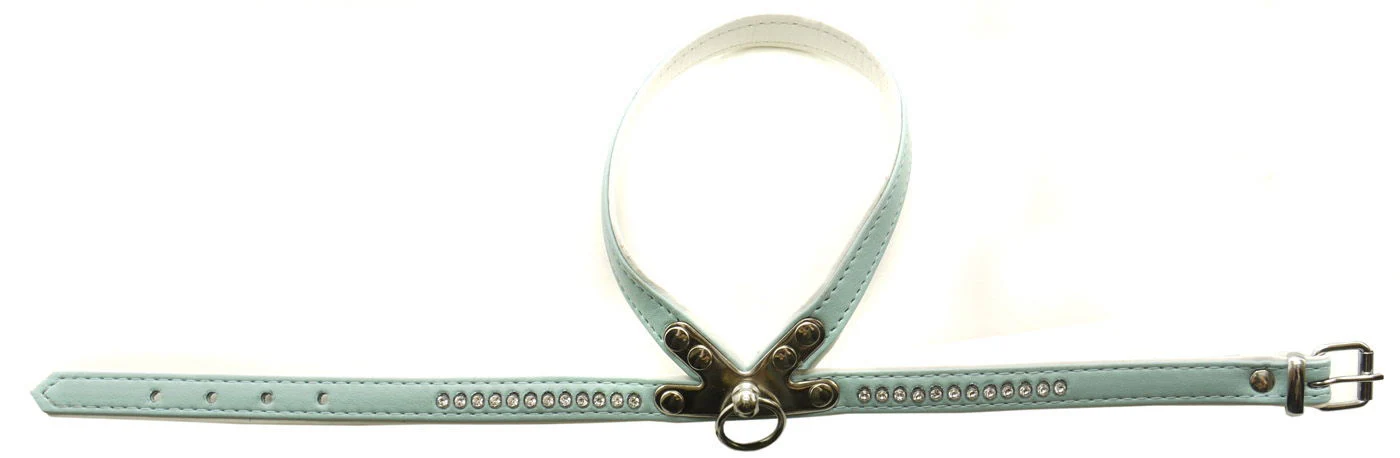 Nobby Dbl Bk Swarovski Crystal Harness Light Blue 40cm