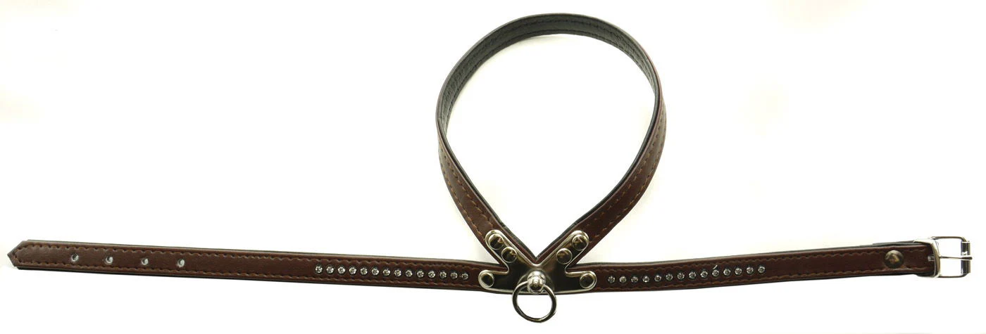 Nobby Double Backed Swarovski Crystal Harness Brown 40cm