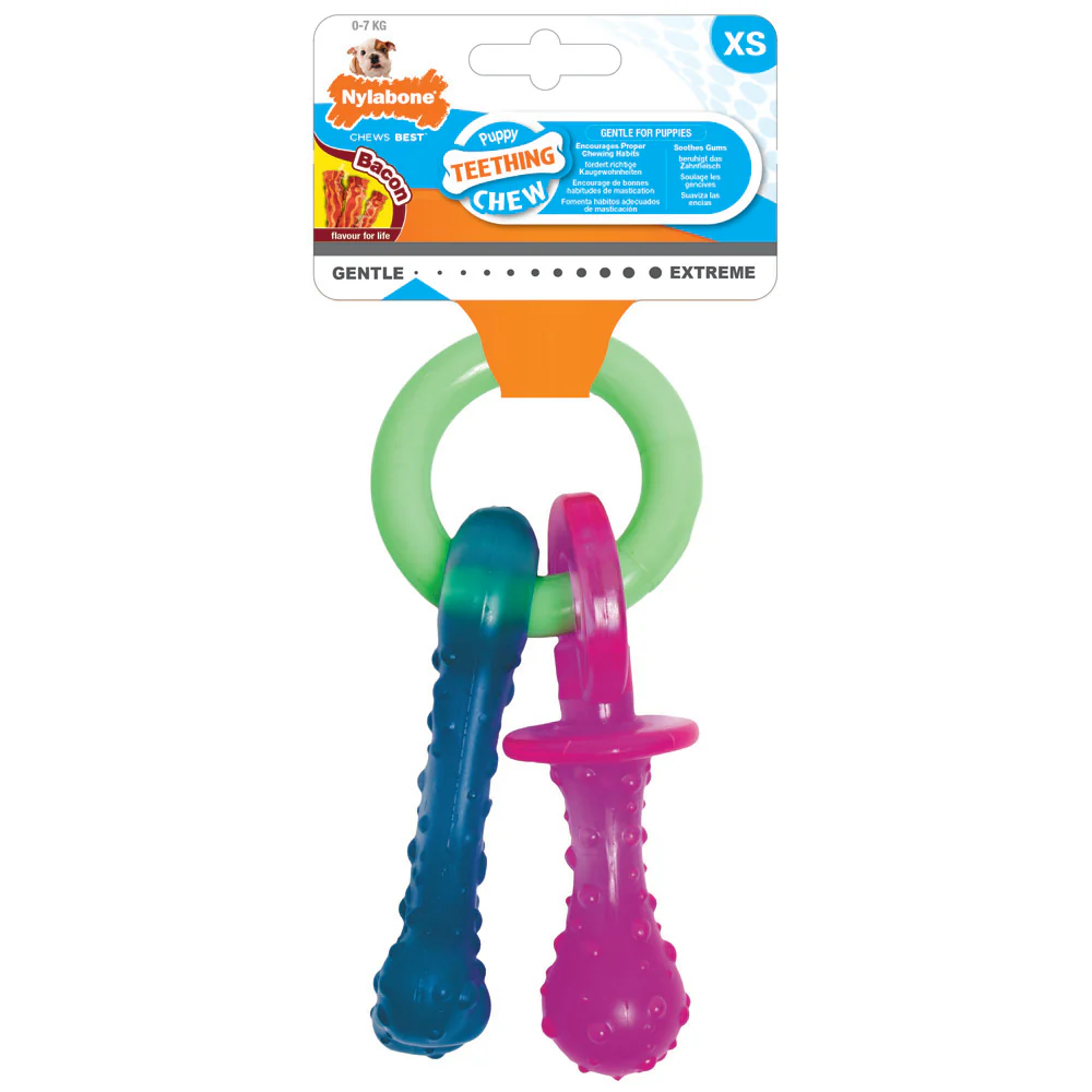 Nylabone Puppy Teething Chew Pacifier Bacon Xtra Small