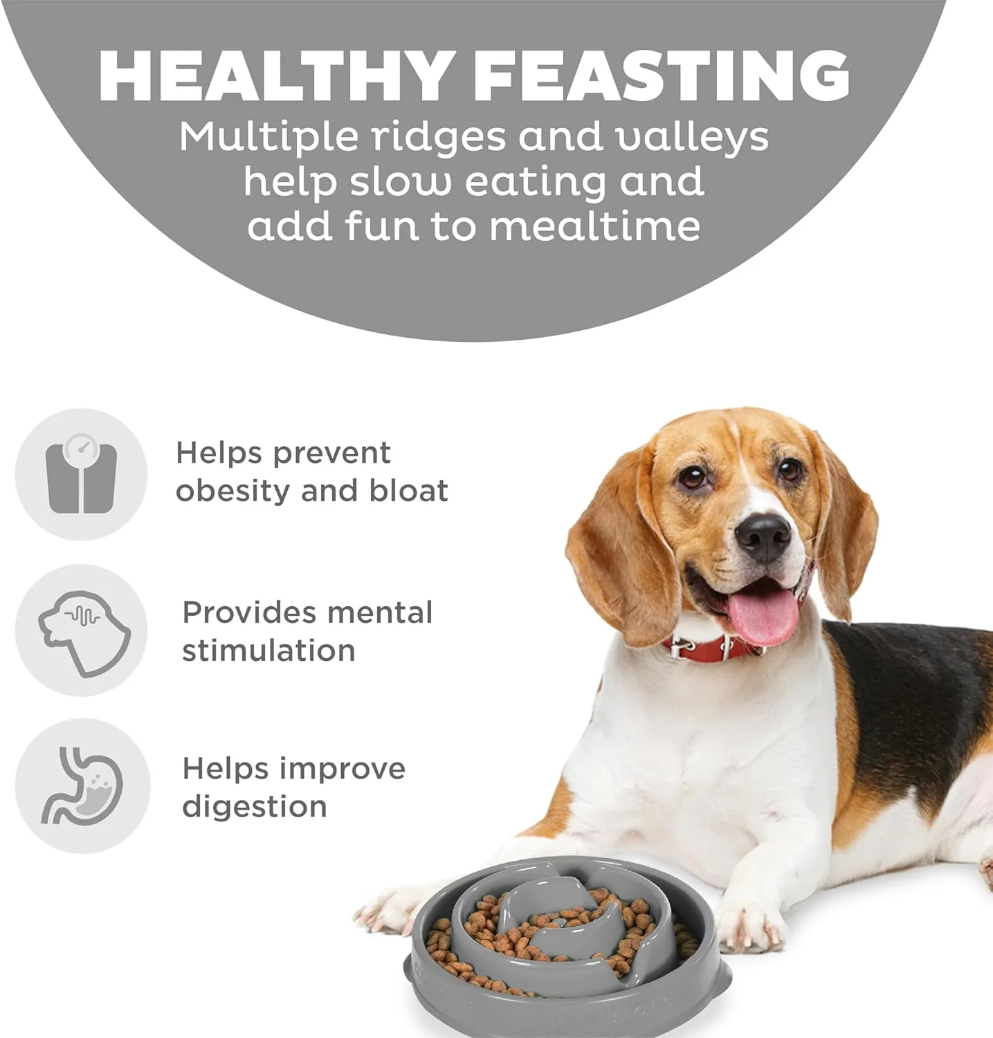 Outward Hound Fun Feeder Drop Grey Med - Image 2