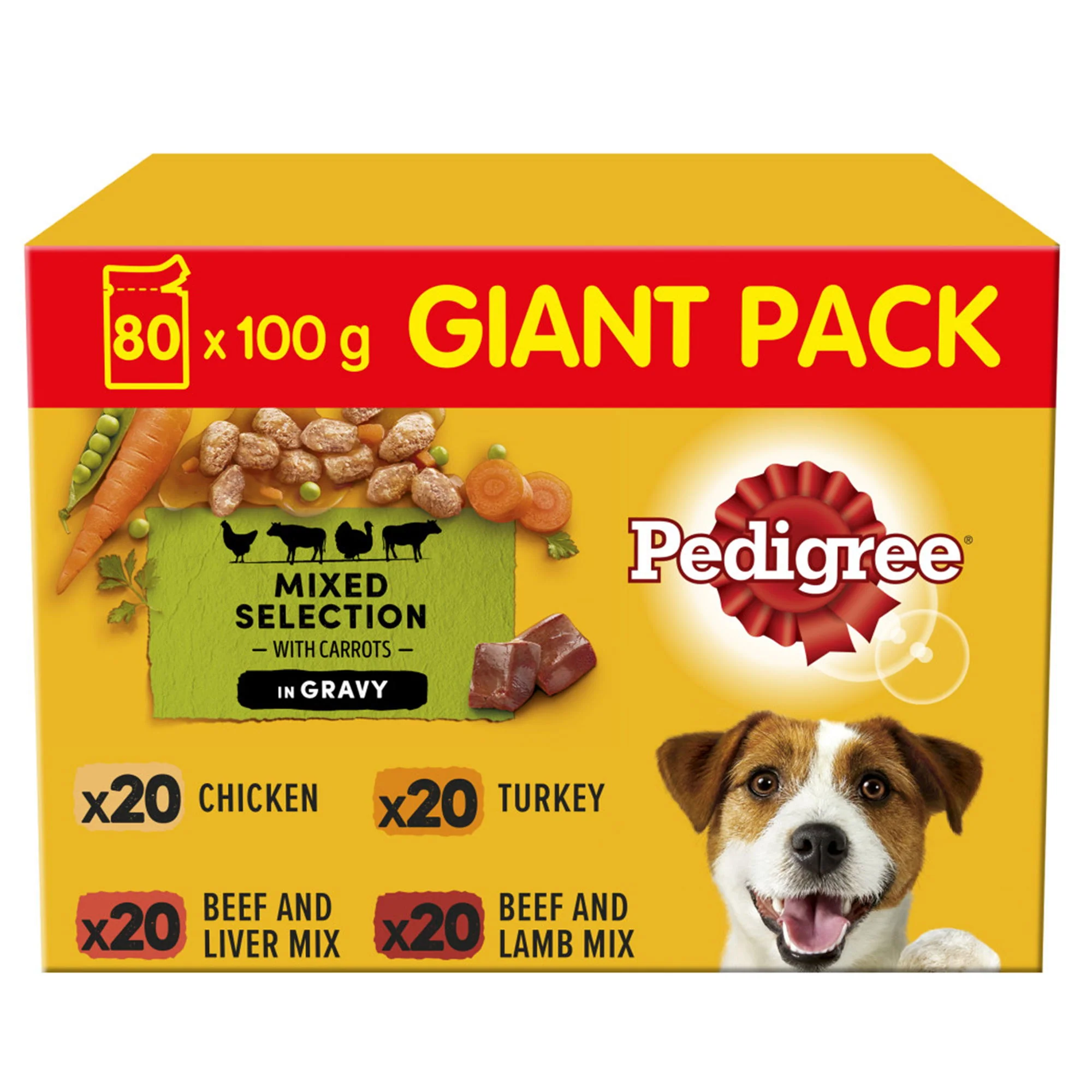 PEDIGREE Adult Wet Dog Food Pouch Mixed in Gravy Giant Pack 80 x 100g - Image 2