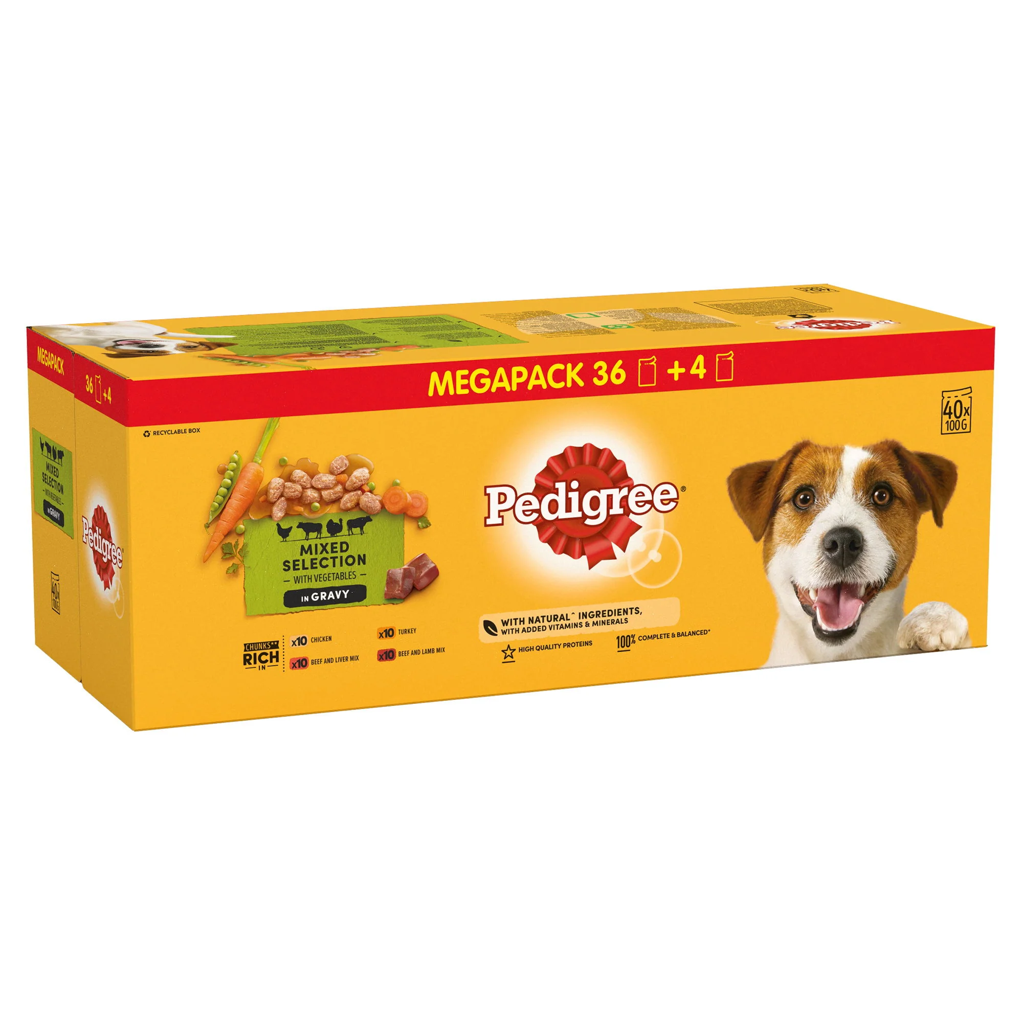 PEDIGREE Adult Wet Dog Food Pouch Mixed in Gravy Mega Pack 40 x 100g