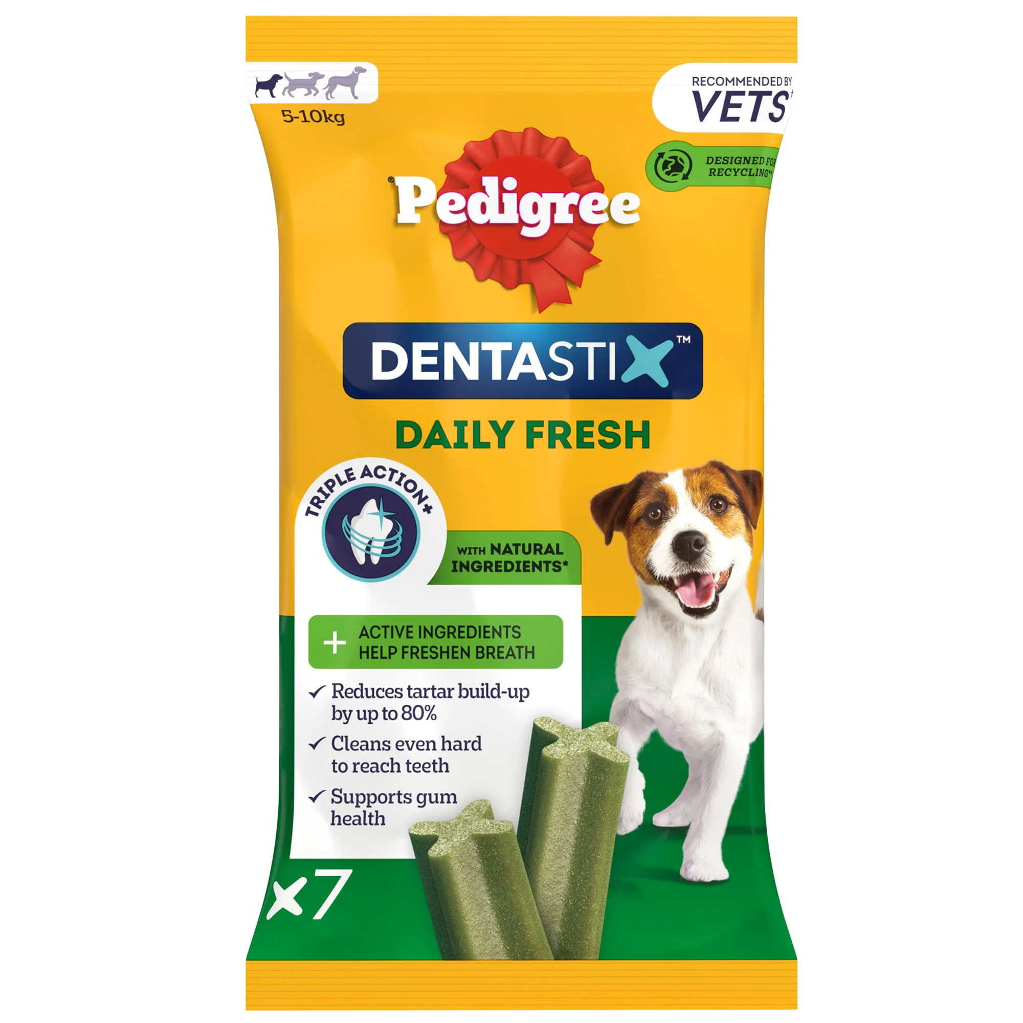 PEDIGREE DENTASTIX Fresh Adult Small Dog Treats 7 x Dental Sticks 110g