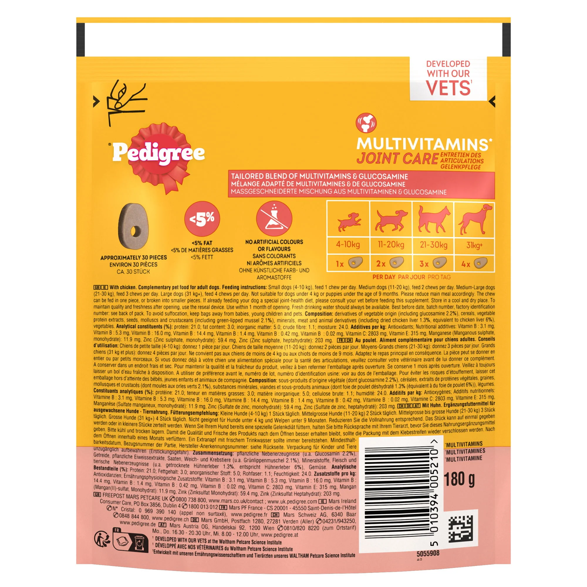 PEDIGREE Multivitamins Joint Care 30 Soft Dog Chews 180g - Image 3