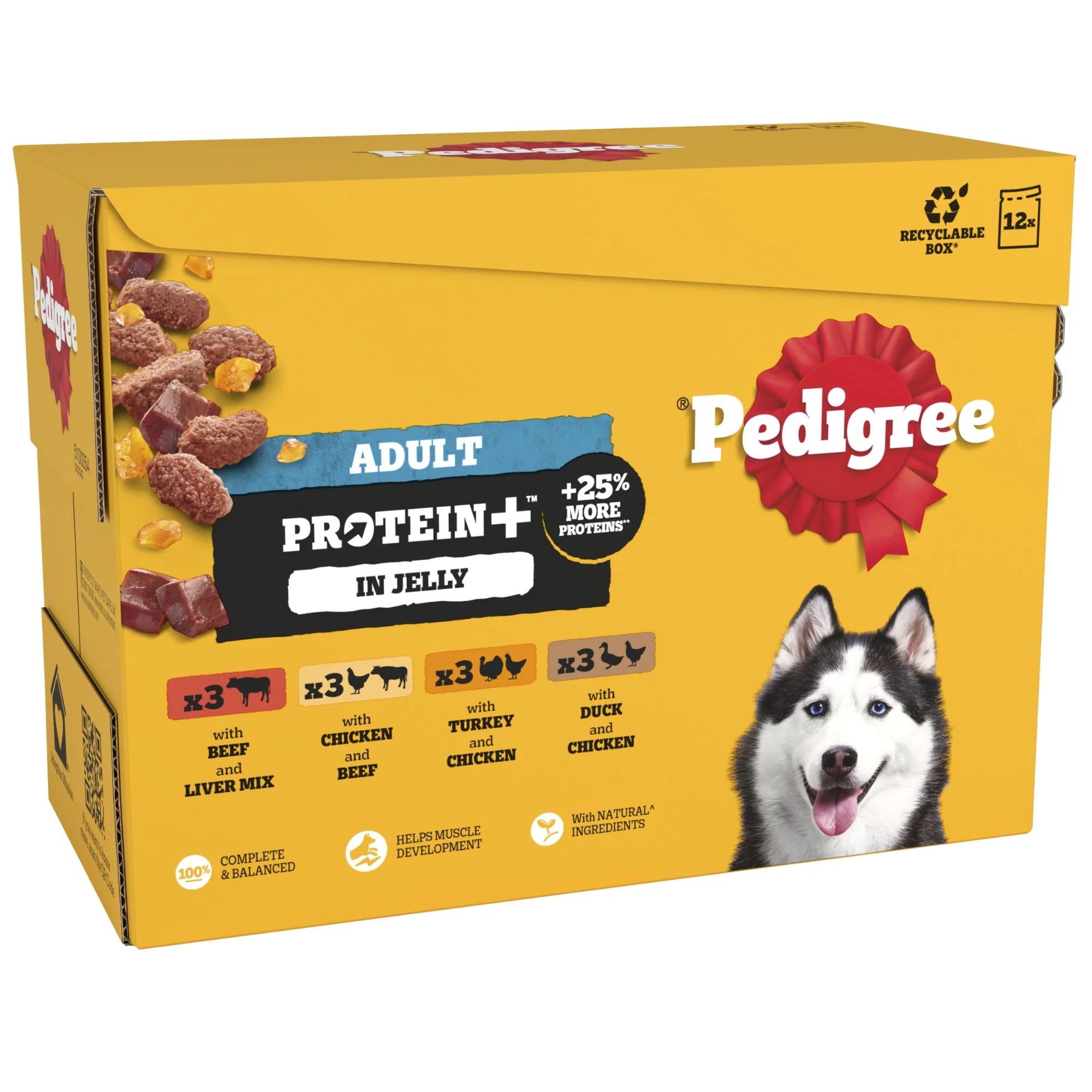 PEDIGREE Protein plus Adult Dog Pouches Mixed Selection in Jelly 12x85g