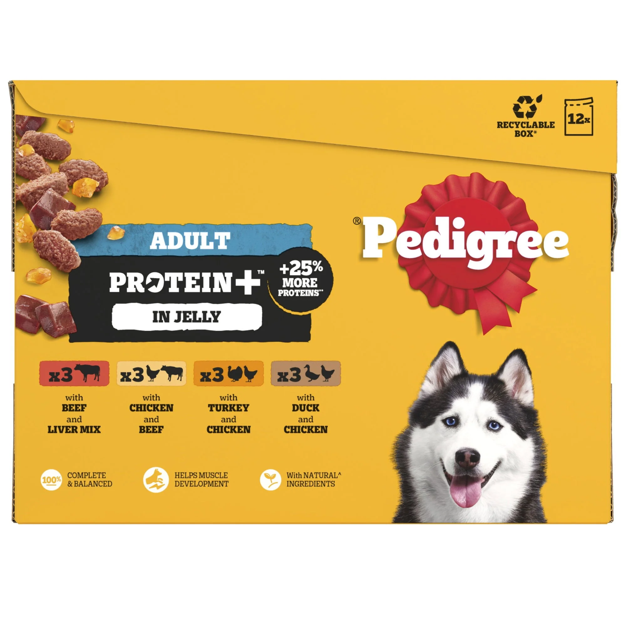PEDIGREE Protein plus Adult Dog Pouches Mixed Selection in Jelly 12x85g - Image 3