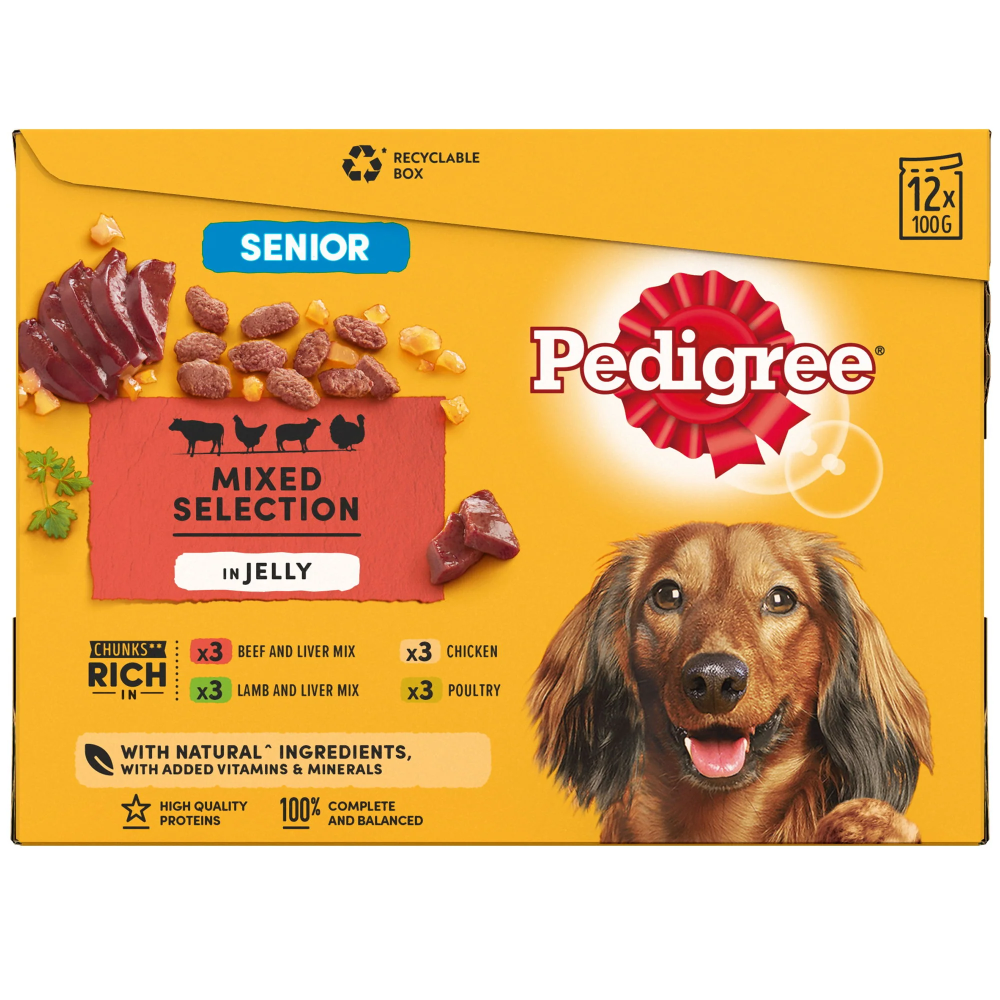 PEDIGREE Senior Wet Dog Food Pouch in Jelly 12x100g - Image 3