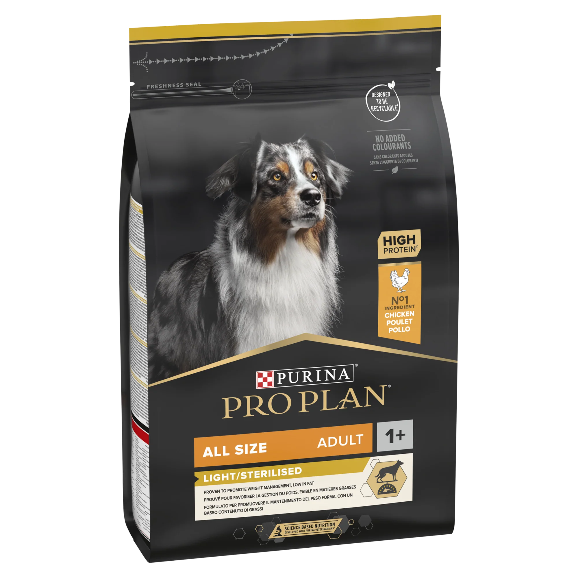 PRO PLAN All Sizes Adult Light / Sterilised Dry Dog Food with Chicken 3kg