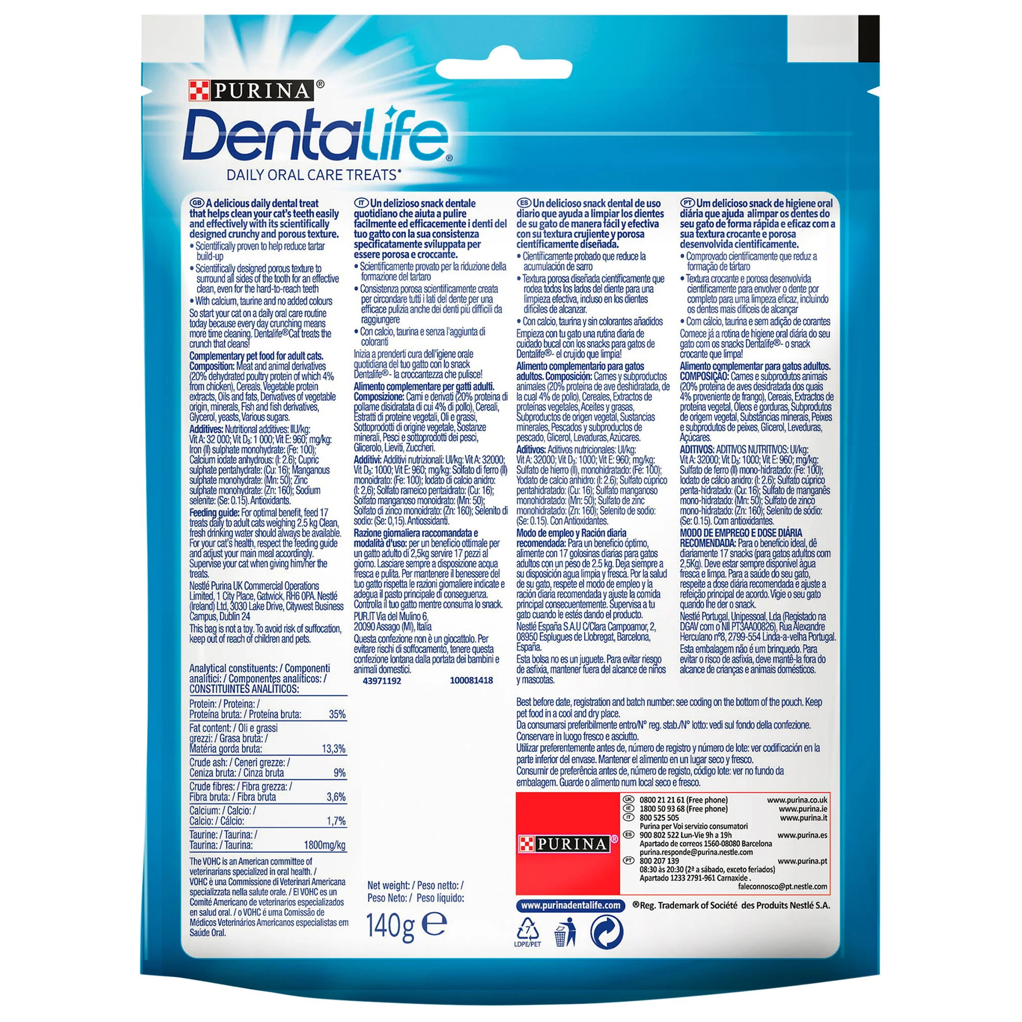 Purina Dentalife Daily Oral Care Adt Cat Treats Chikn 140g - Image 3