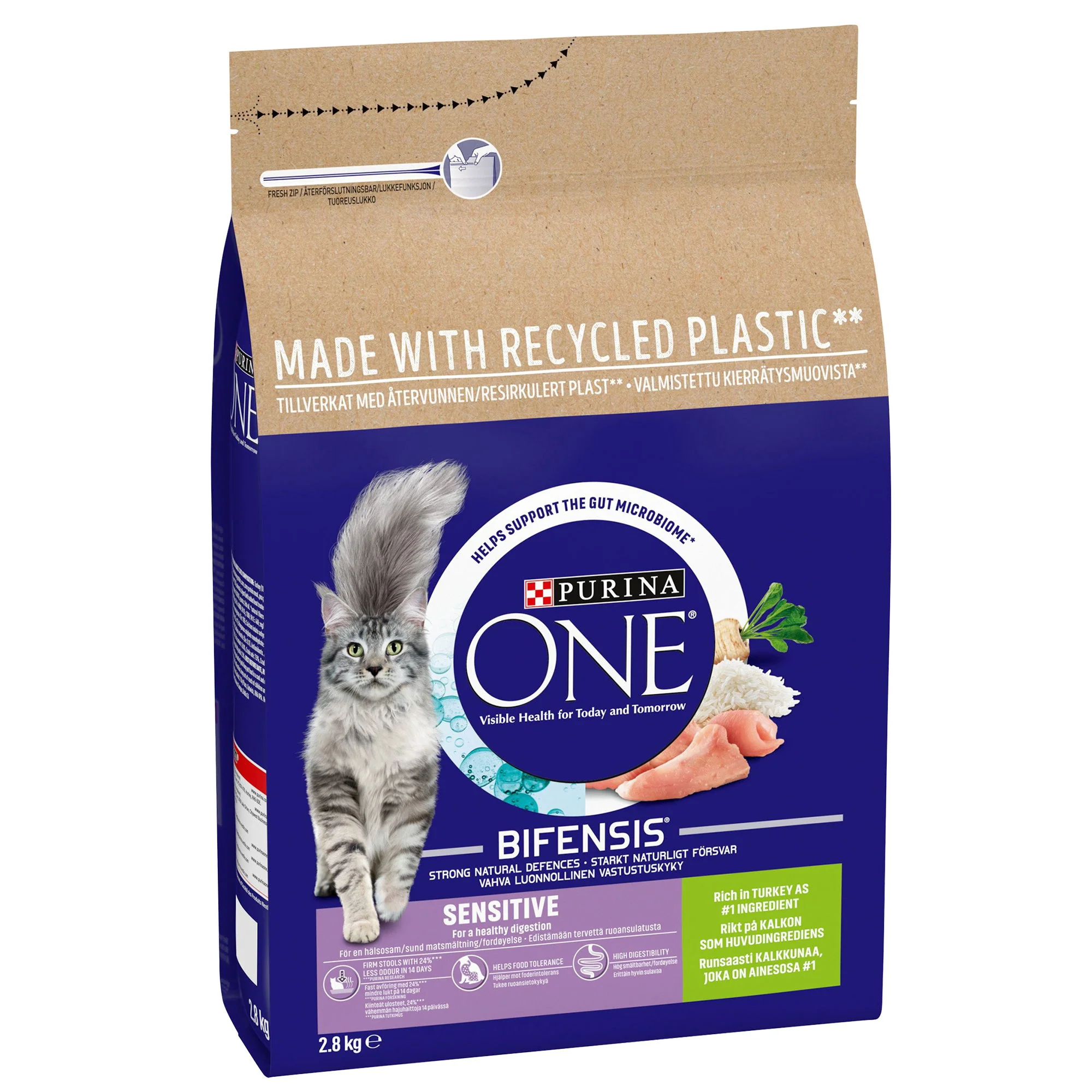 Purina One Sensitive Dry Cat Food With Turkey & Rice 2.8kg - Image 2