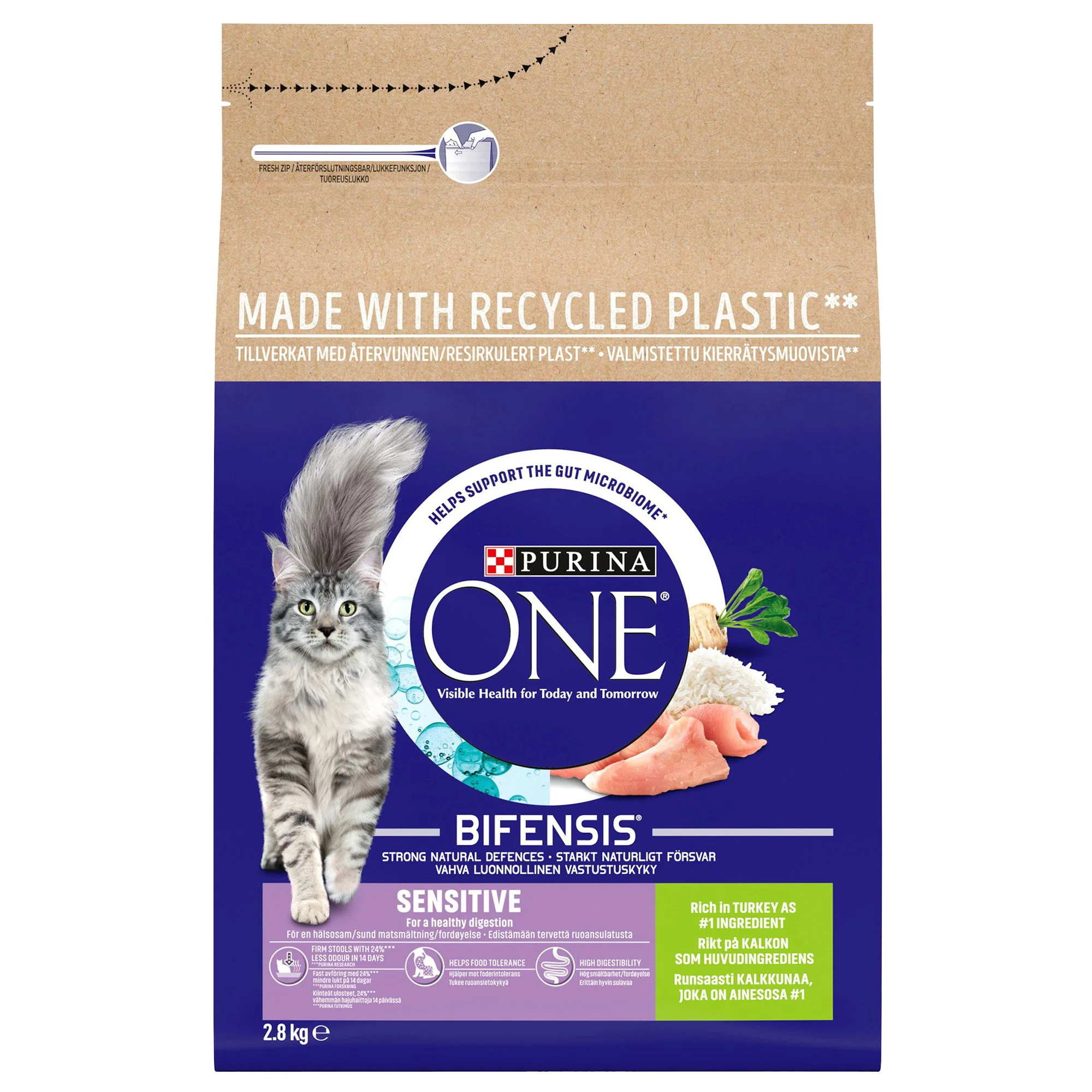 Purina One Sensitive Dry Cat Food With Turkey & Rice 2.8kg - Image 3