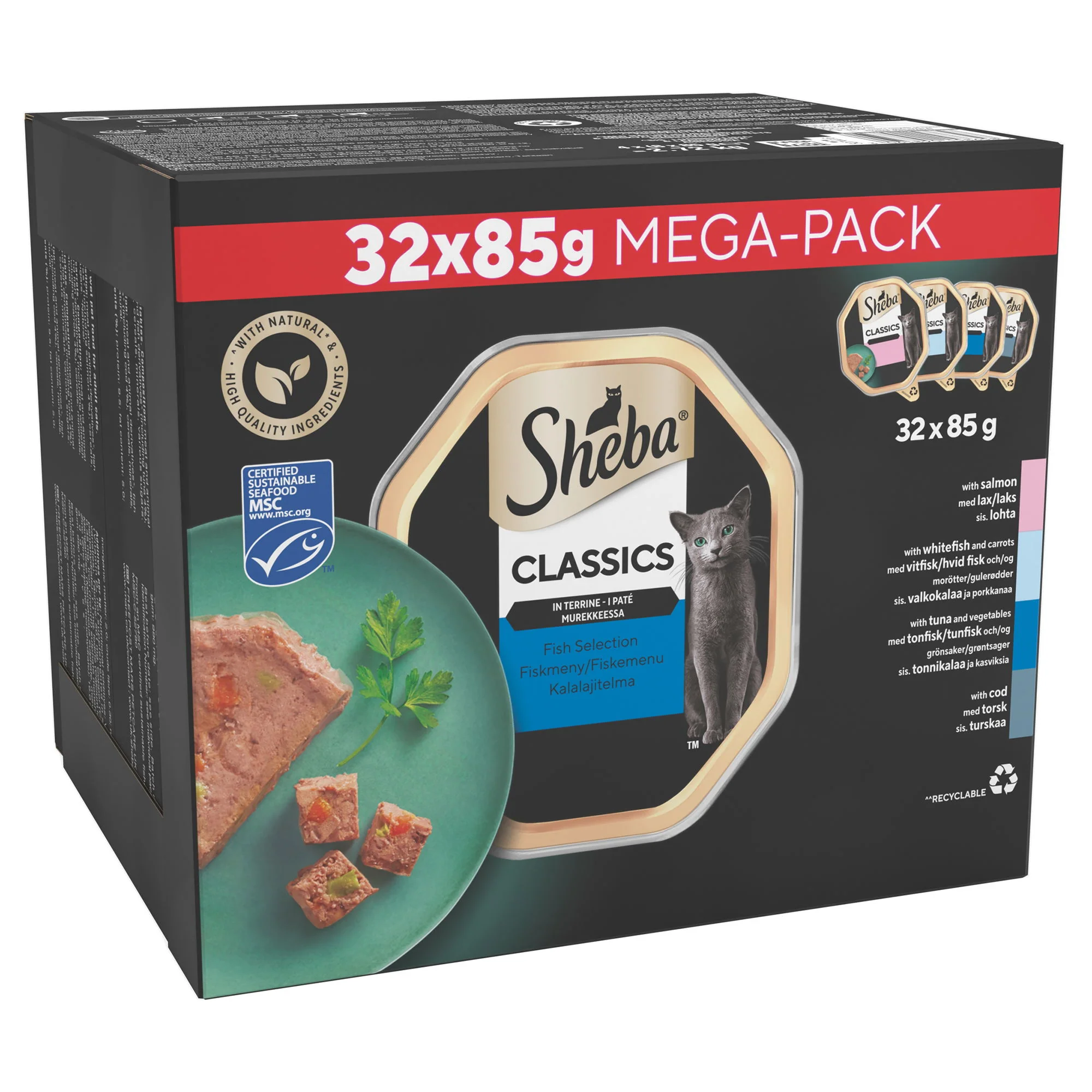 SHEBA Classics Adult Wet Cat Food Ocean Selection in Terrine 32 x 85g Tray - Image 2