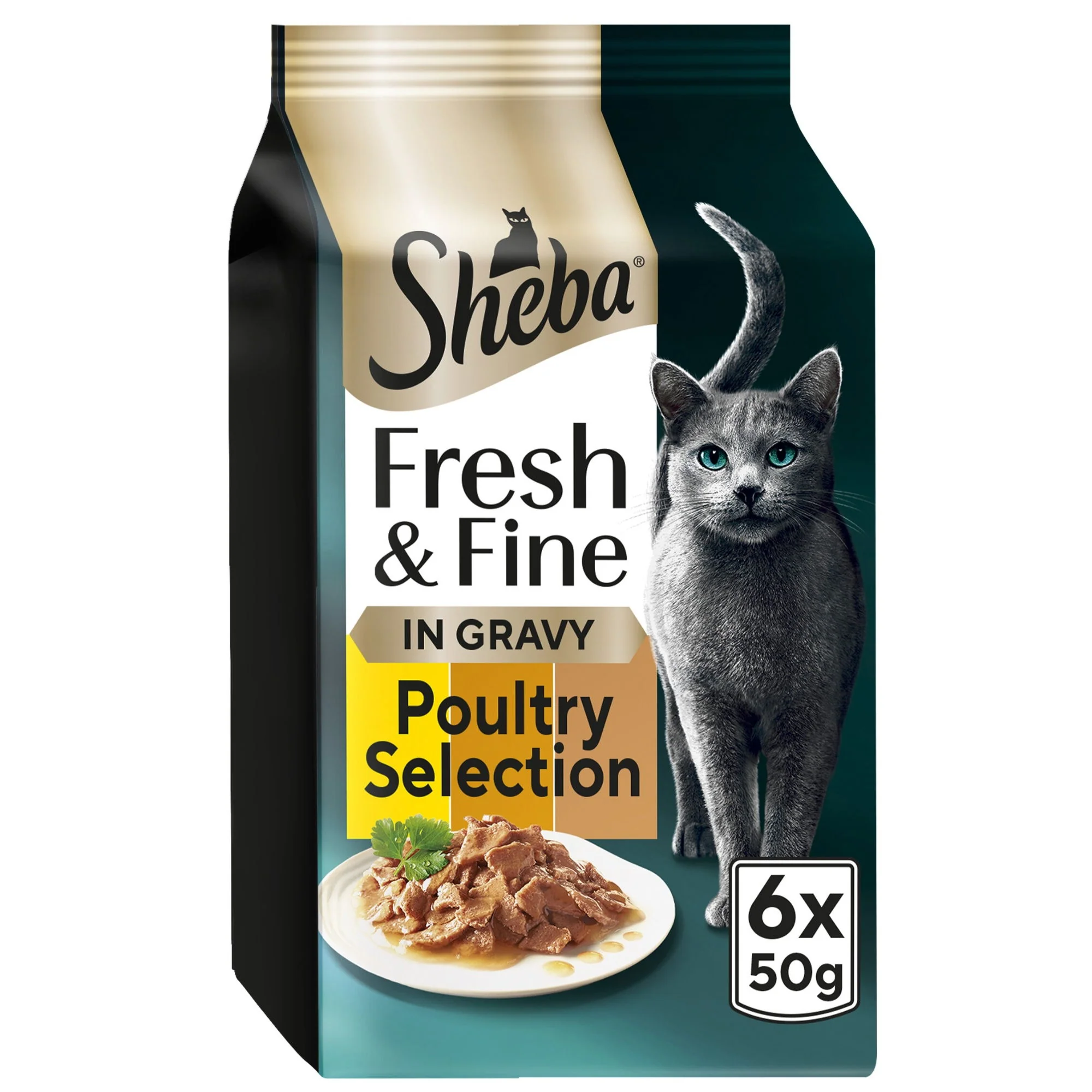 SHEBA Fresh & Fine Cat Pouches with Chicken & Turkey & Duck in Gravy 6x50g - Image 2