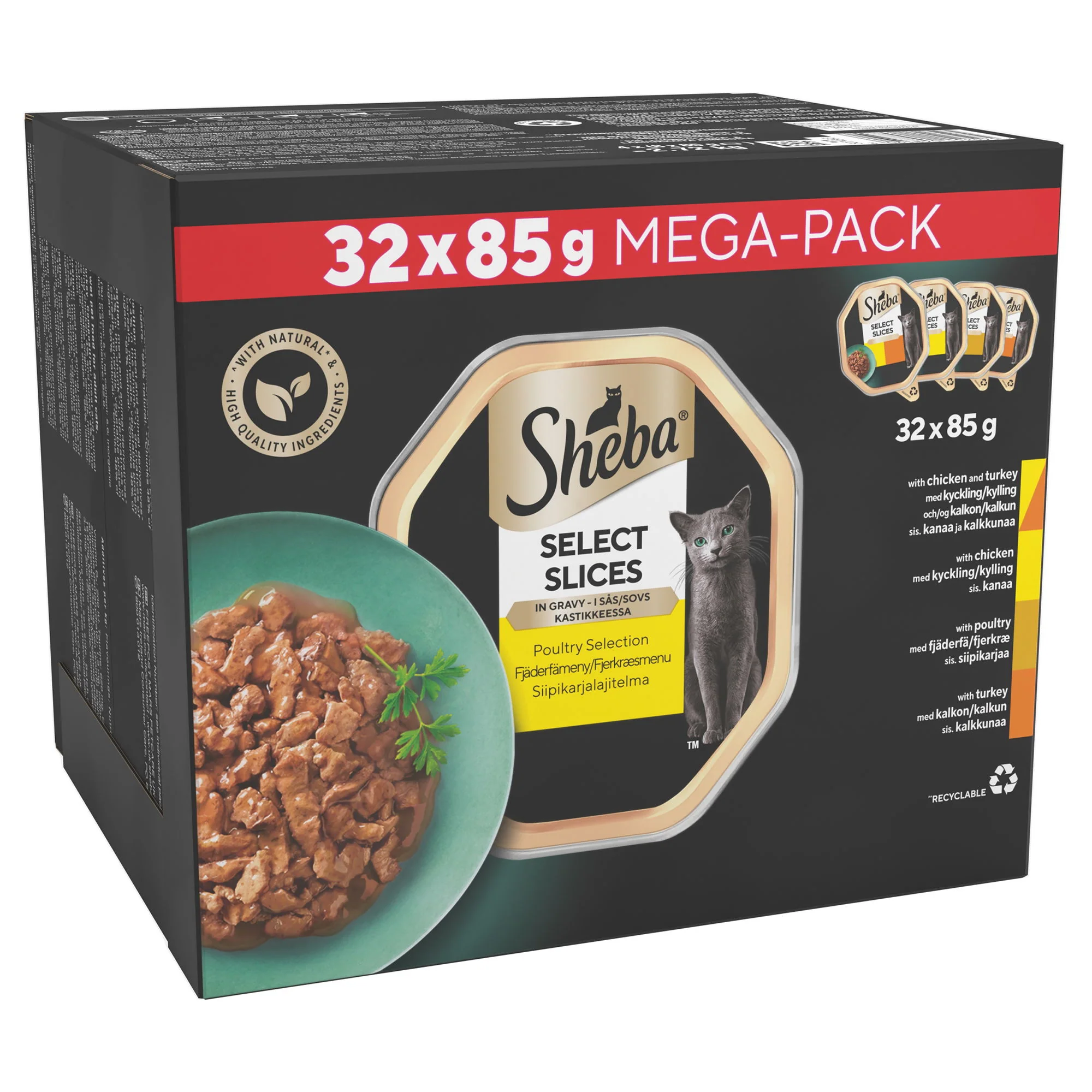 SHEBA Select Slices Wet Cat Food Trays Poultry Selection in Gravy 32 x 85g - Image 2