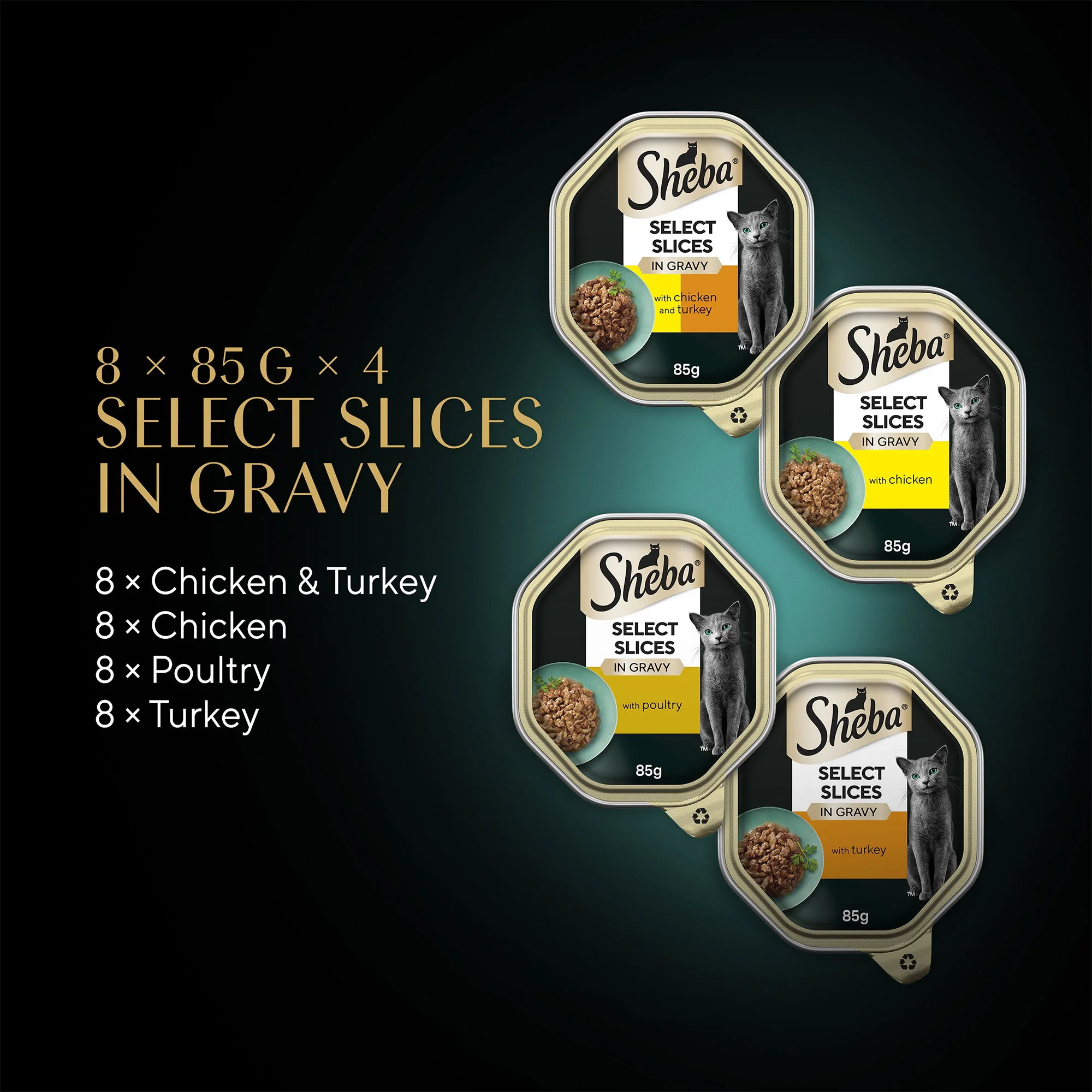 SHEBA Select Slices Wet Cat Food Trays Poultry Selection in Gravy 32 x 85g - Image 4