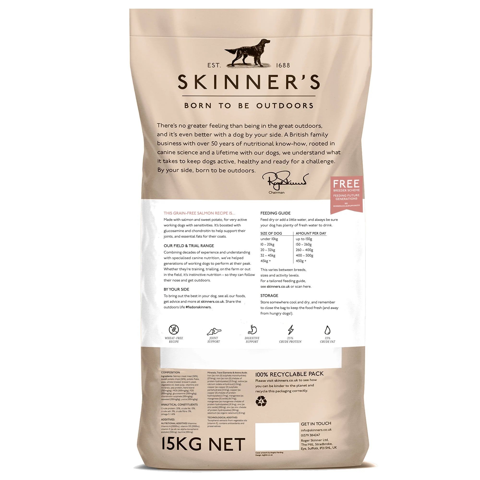 Skinners Field & Trial Grain Free Salmon and Sweet Potato 15kg - Image 2