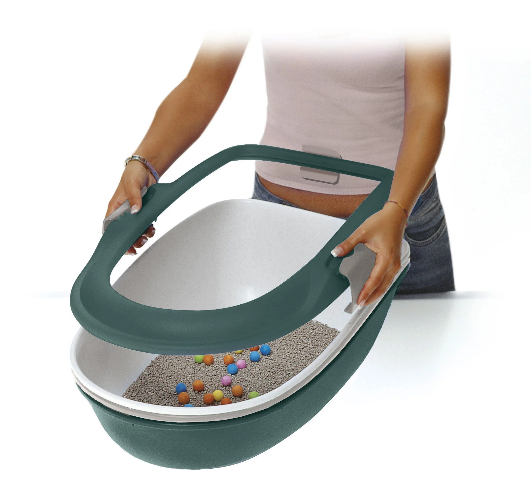 Stefanplast Furba Chic Open Litter Tray - Green/Grey - Image 2