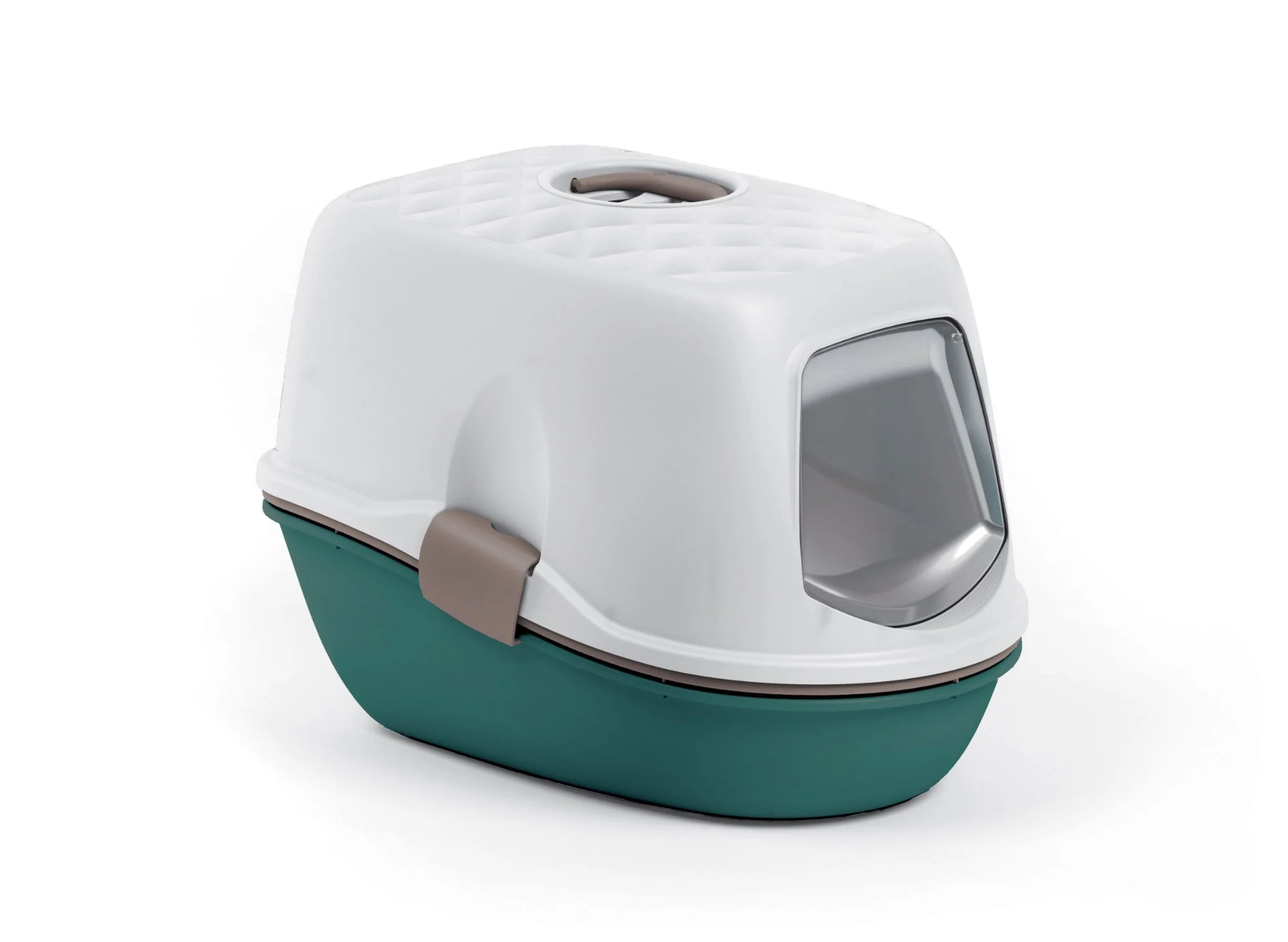 Stefanplast Furba Top Chic Hooded Litter Tray - White/Grey