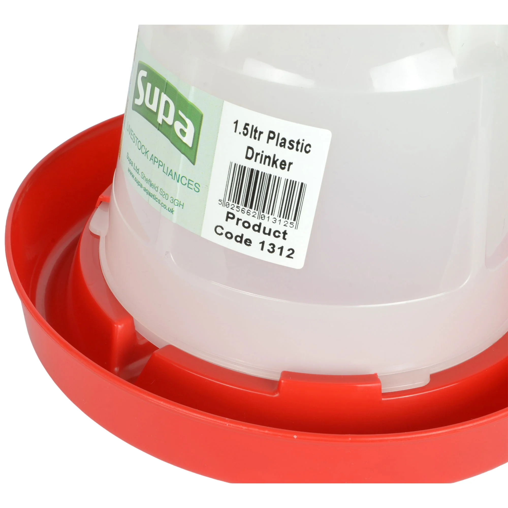 Supa Poultry Drinker Red & White 1.5ltr - Image 2