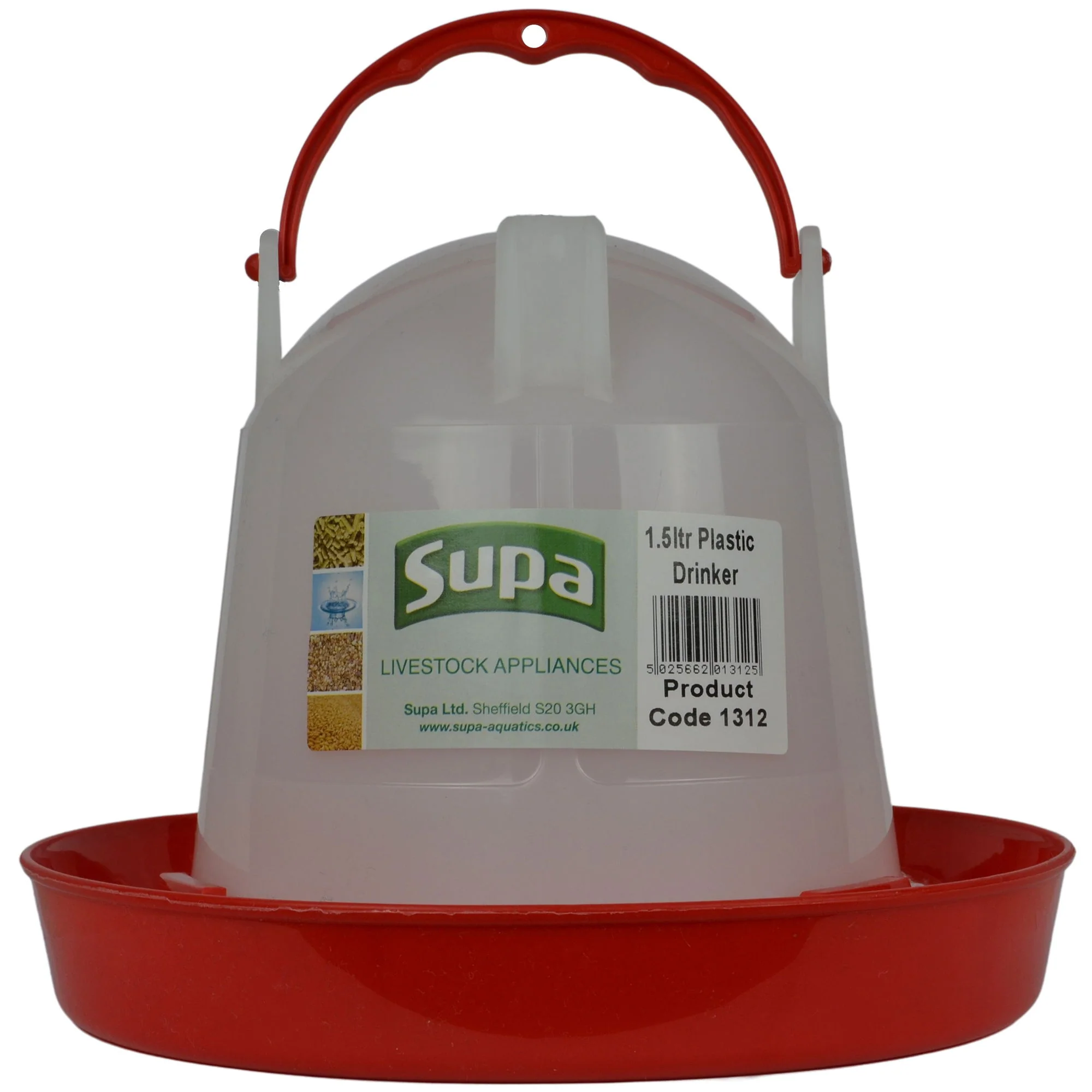 Supa Poultry Drinker Red & White 1.5ltr - Image 3