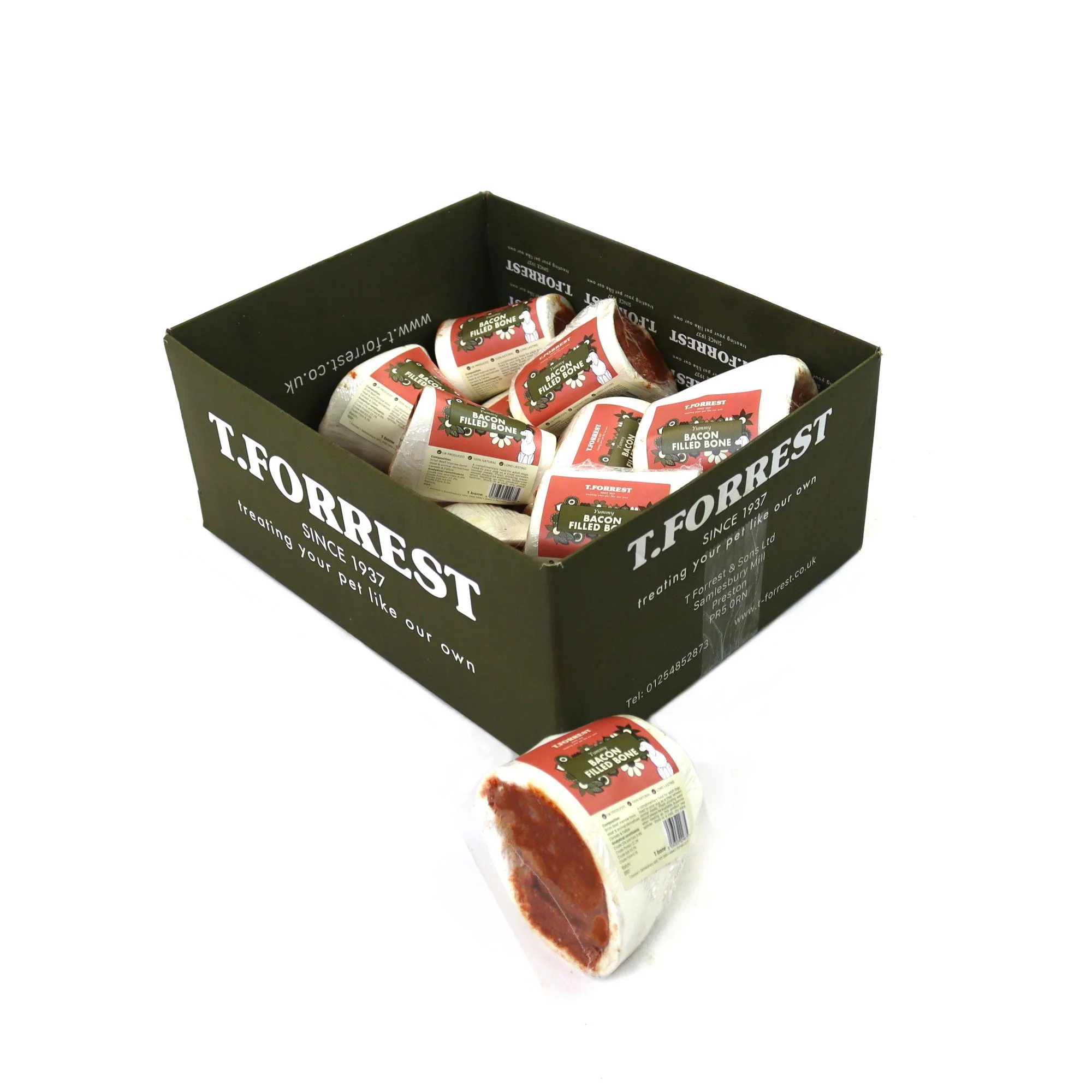 T Forrest Pre Pack Filled Bone 3in - Bacon - 15's