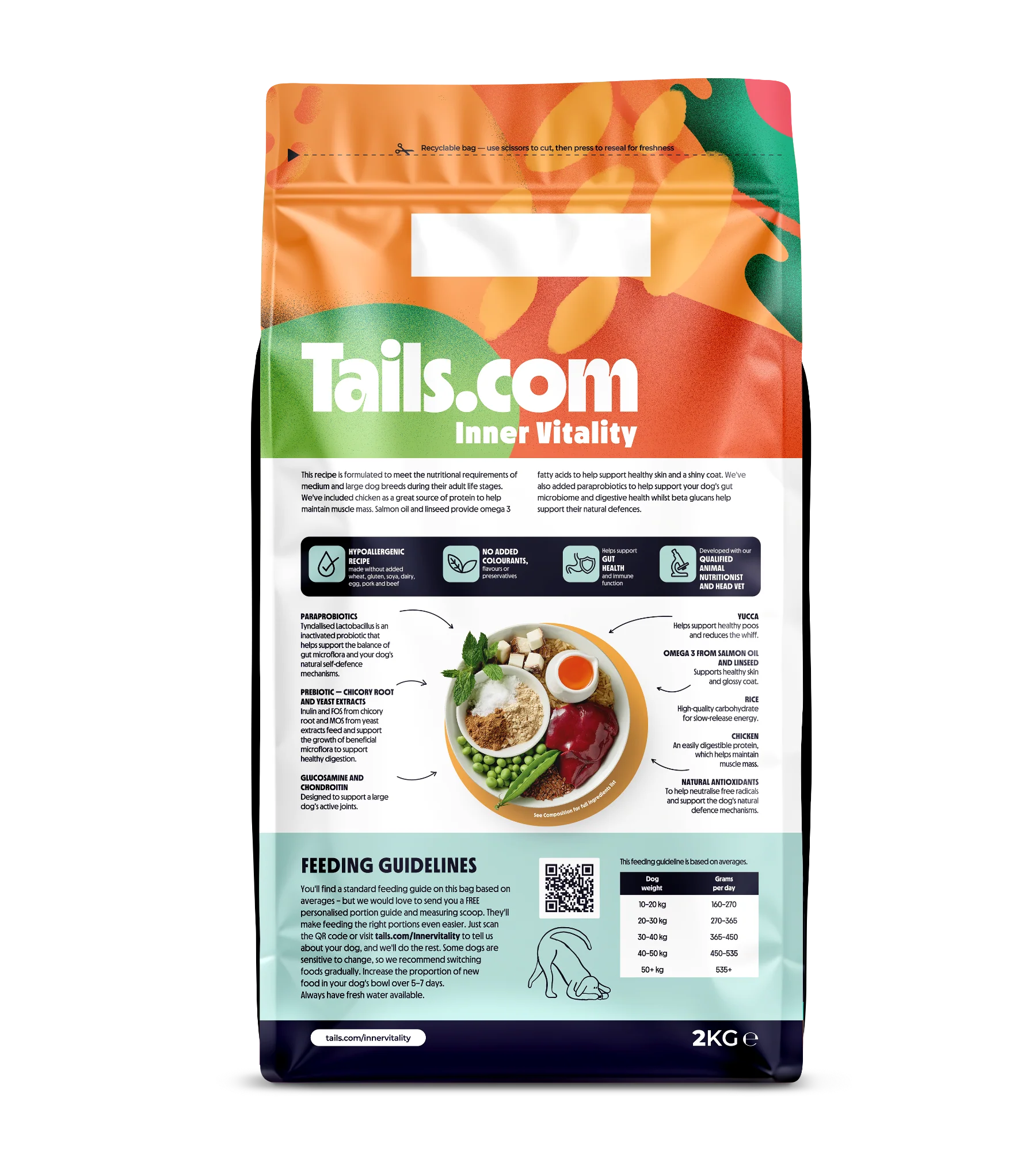 Tails.com Inner Vitality Medium & Large Adult Chicken Dry Dog Food 2kg - Image 2