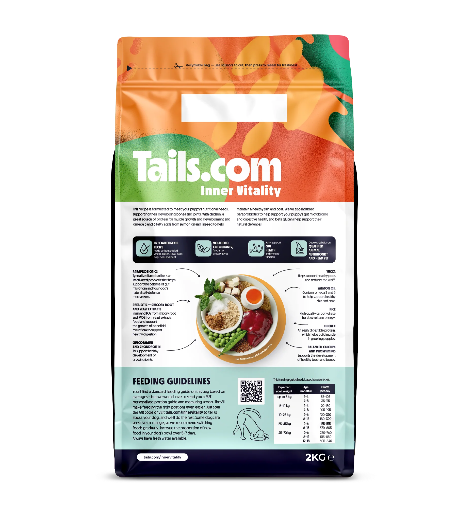 Tails.com Inner Vitality Puppy Chicken Dry Dog Food 2kg - Image 2
