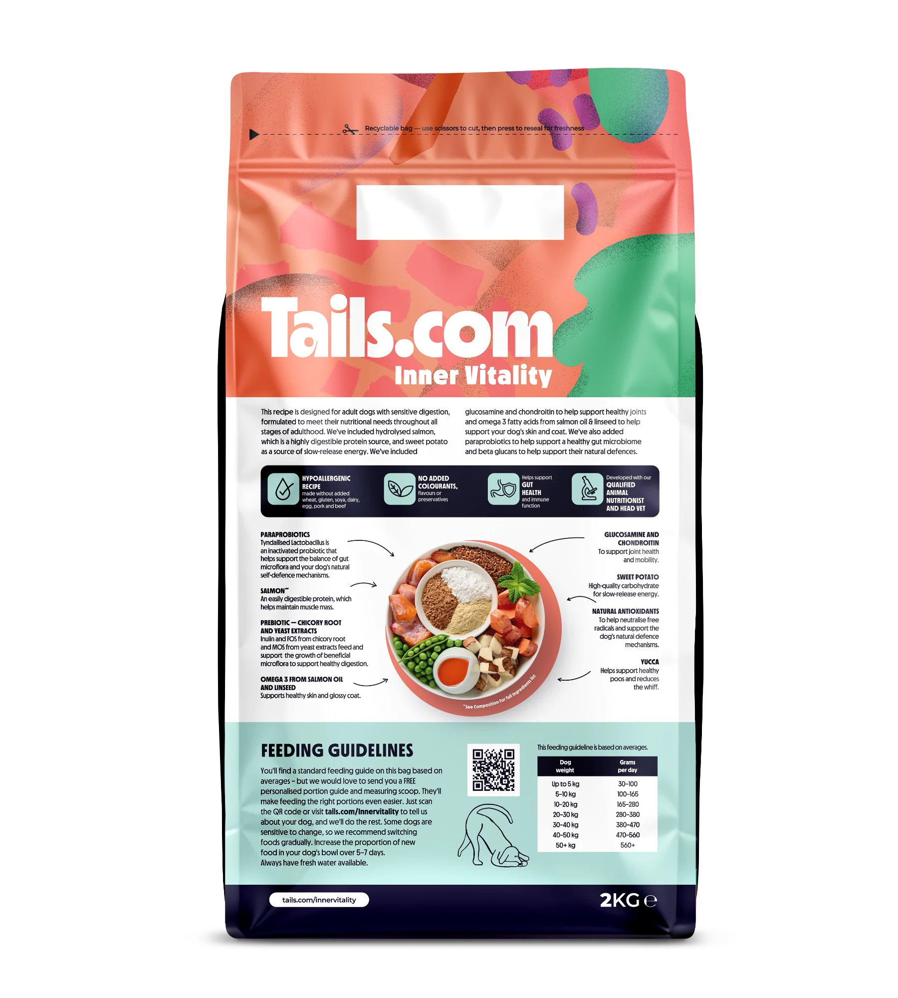 Tails.com Inner Vitality Sensitive Adult Salmon Dry Dog Food 2kg - Image 2