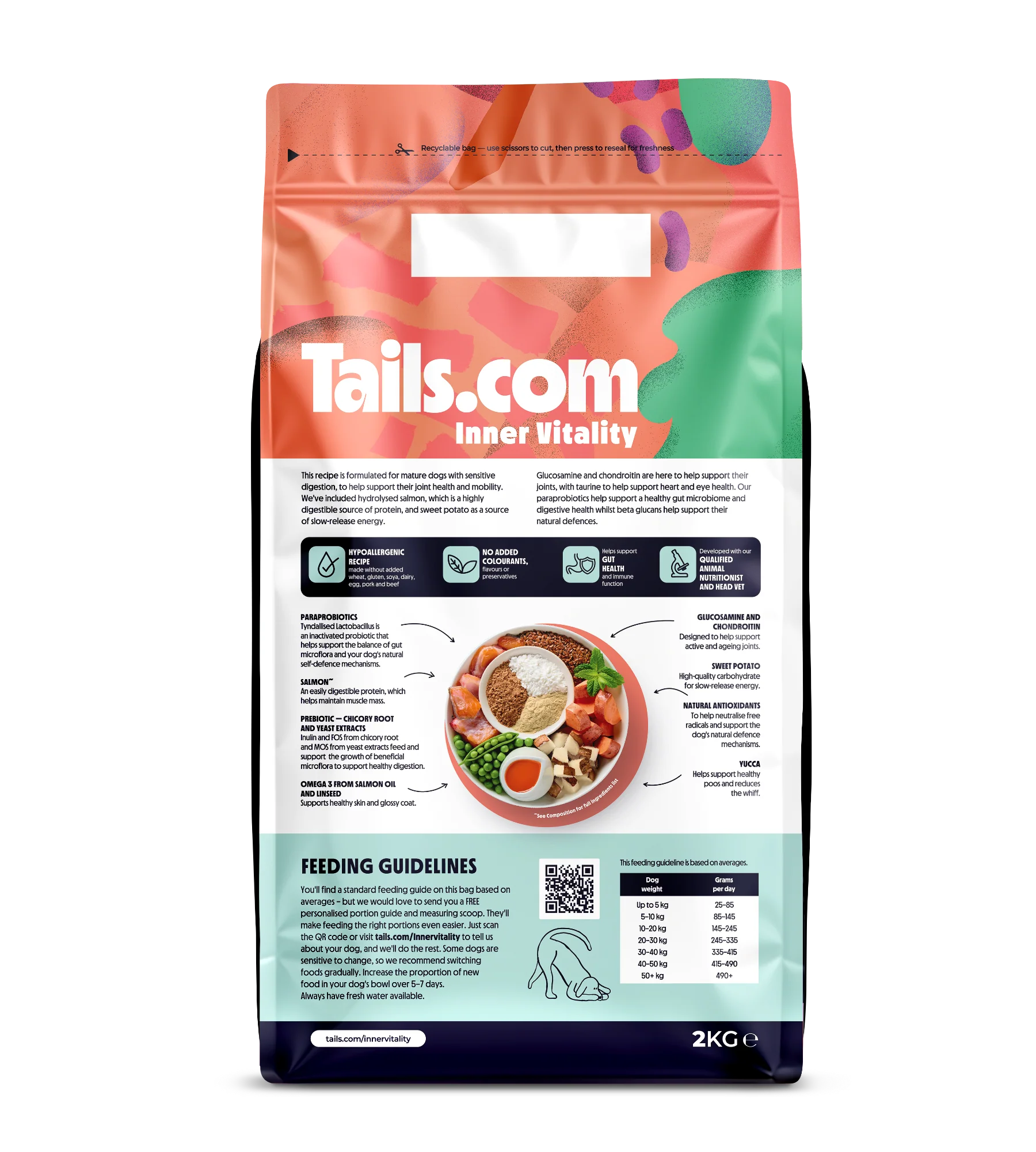 Tails.com Inner Vitality Sensitive Mature Salmon Dry Dog Food 2kg - Image 2