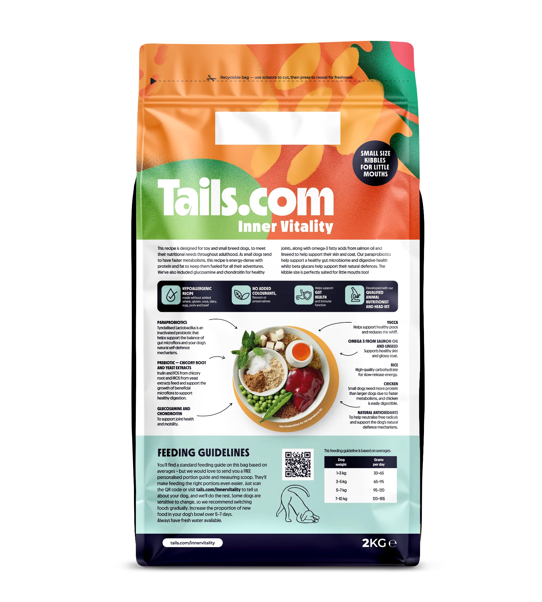 Tails.com Inner Vitality Toy & Small Adult Chicken Dry Dog Food 2kg - Image 2