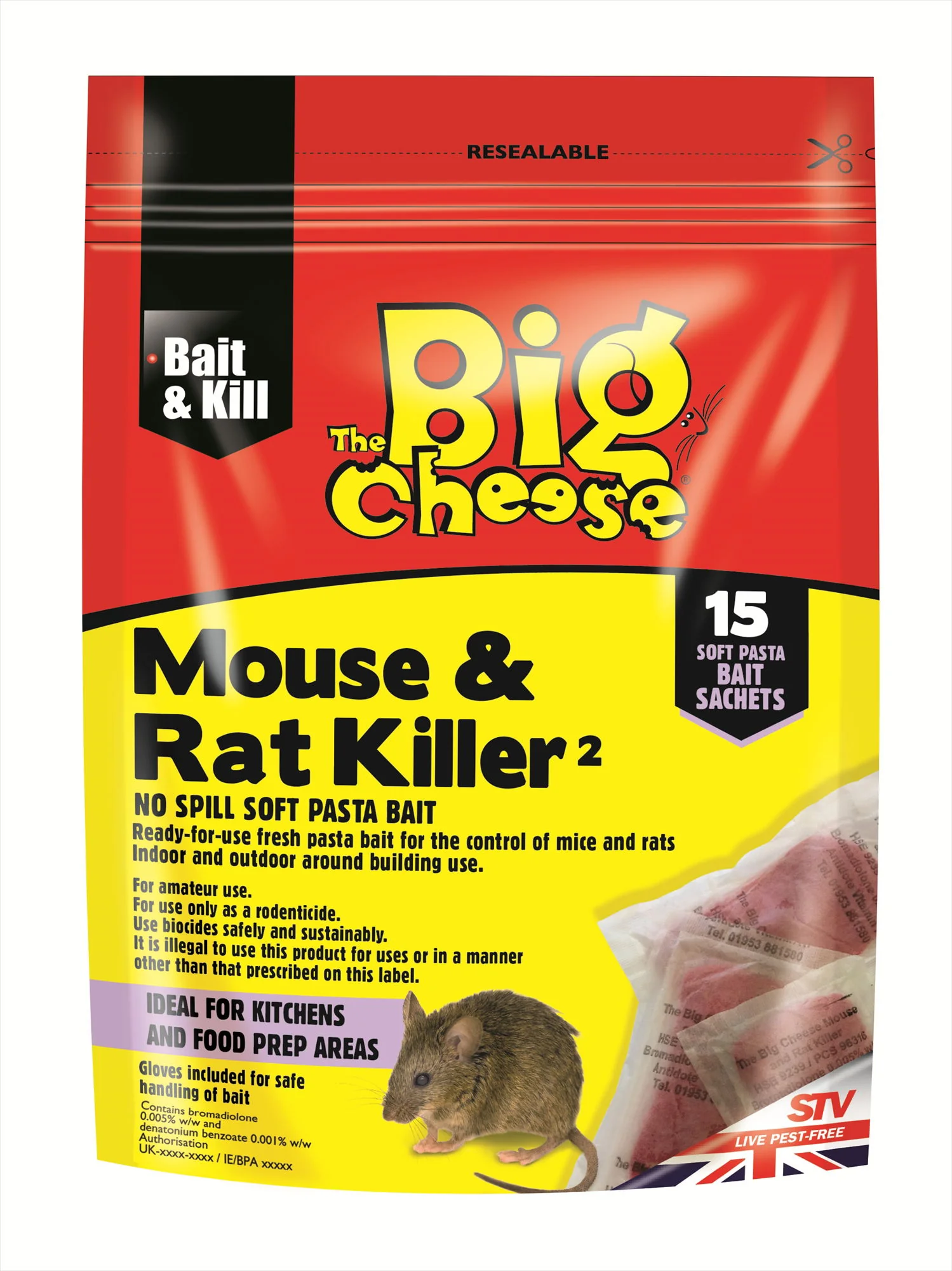 The Big Cheese Mouse & Rat Killer Past Sachets Pk15 - Image 2
