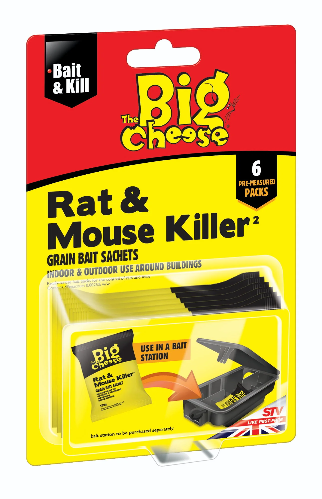 The Big Cheese Rat & Mouse Killer Grain Bait Sachets 6x25g - Image 2