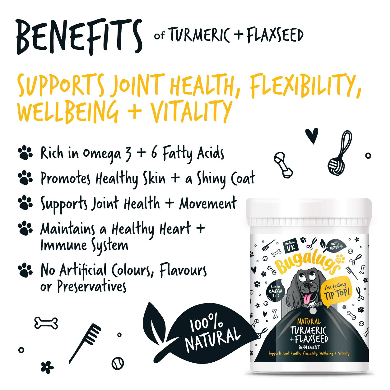 Turmeric & Flaxseed Supplement 200g Pot with spoon - Image 2