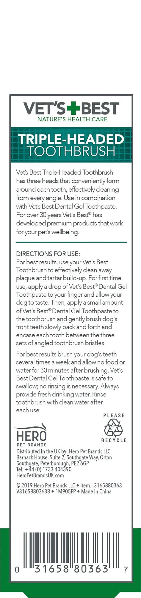 Vet's Best Triple headed Toothbrush For Dogs - Image 3