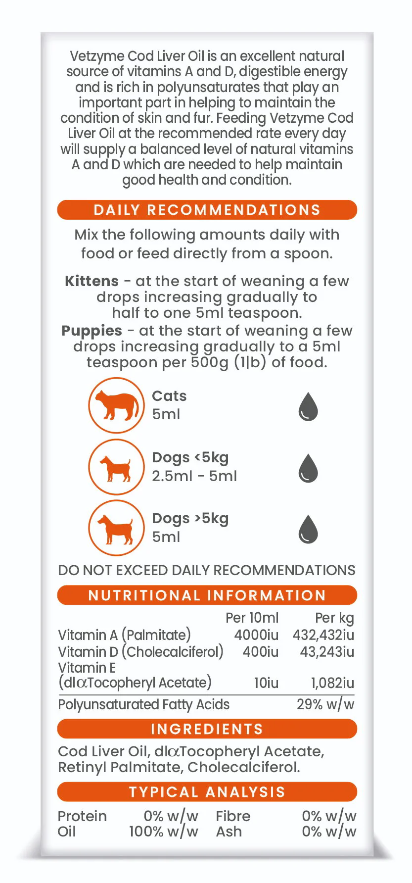 Vetzyme Dog Pure Cod Liver Oil Supplement 150ml - Image 2