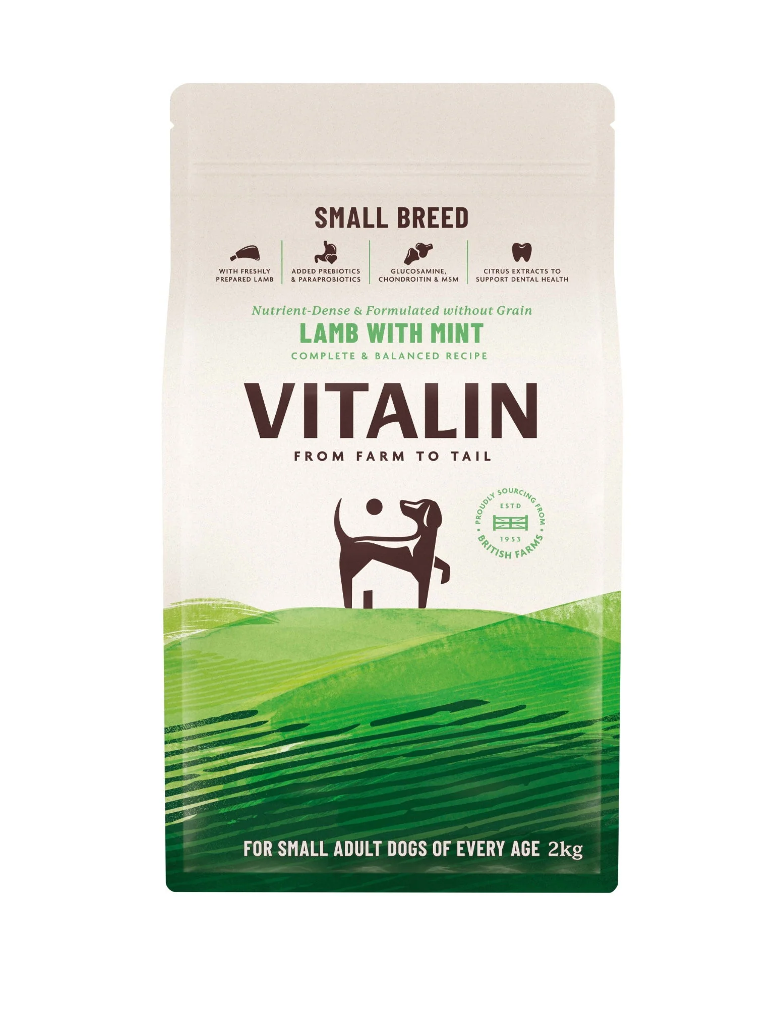 Vitalin Small Breed Adult Lamb and Mint 2KG - Image 3