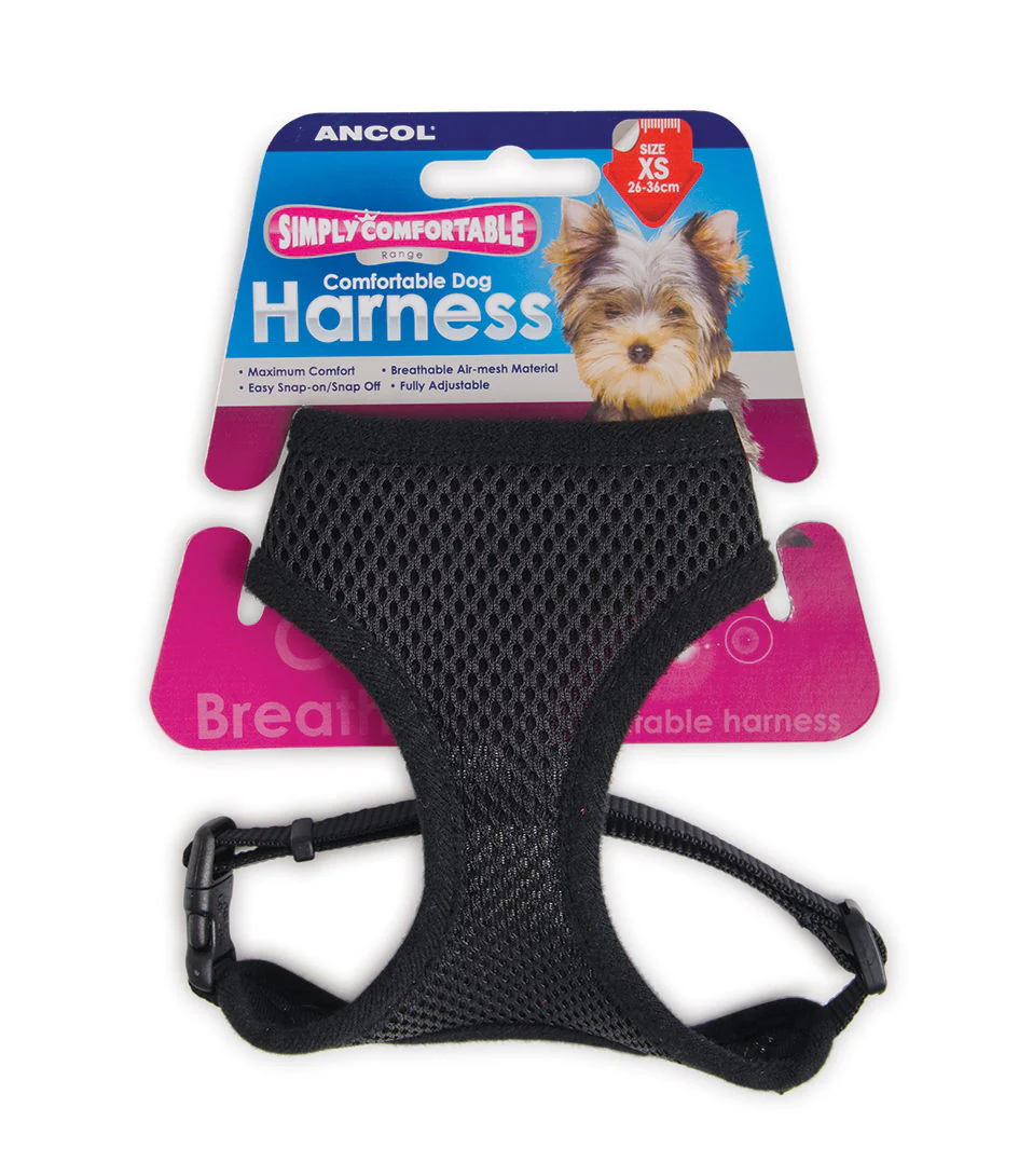 Viva Nylon Comfort Mesh Harness Black Extra Small 28-40cm